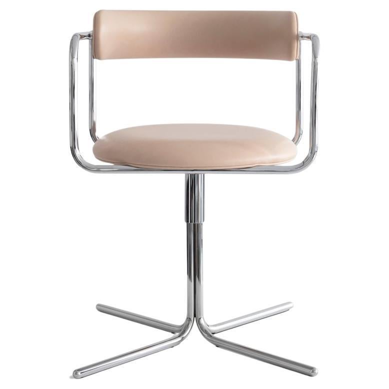 Contemporary Chair 'FF Swivel' Chrome and Leather, Dakar 0197 For Sale