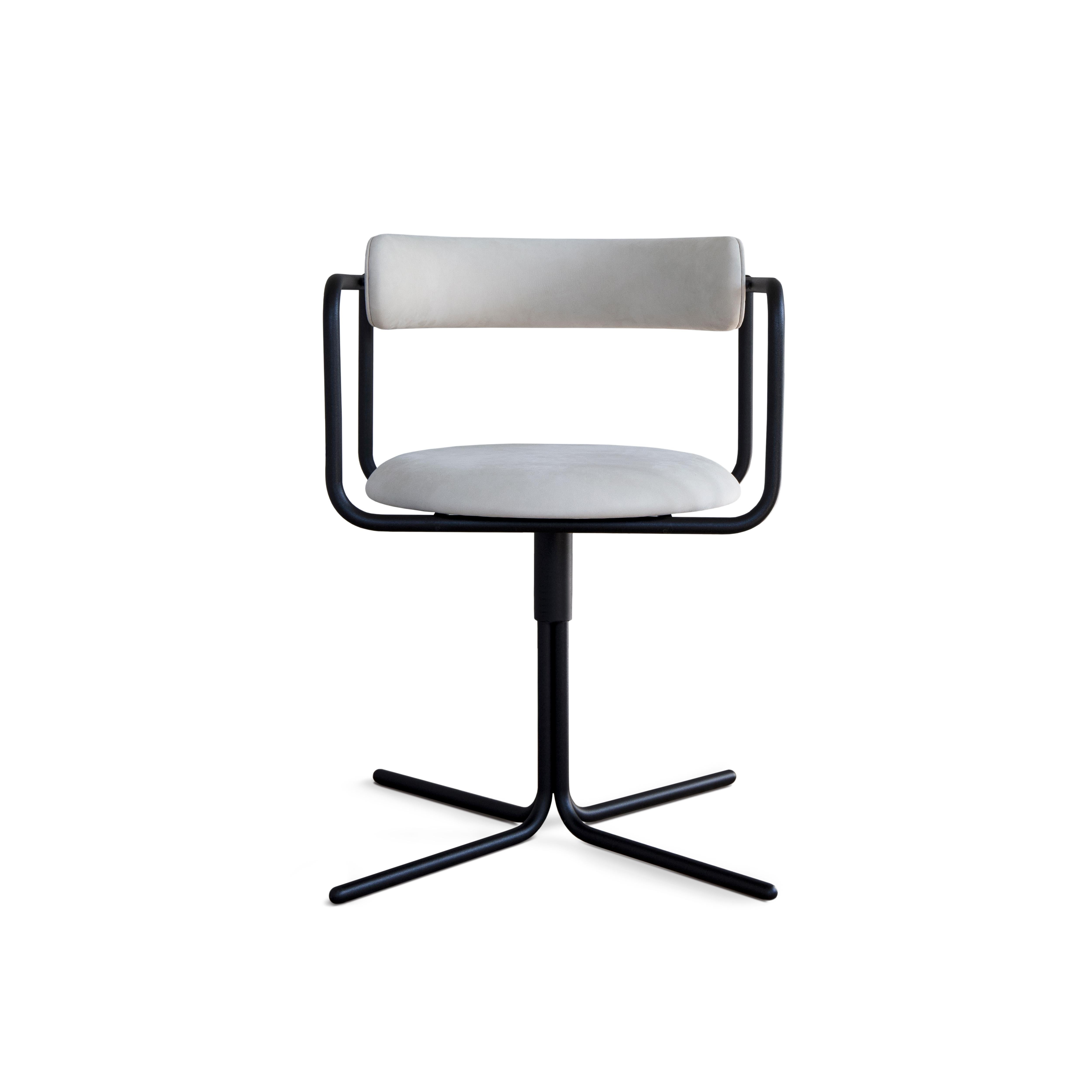 Contemporary Chair 'FF Swivel' Chrome, Black Leather For Sale 5
