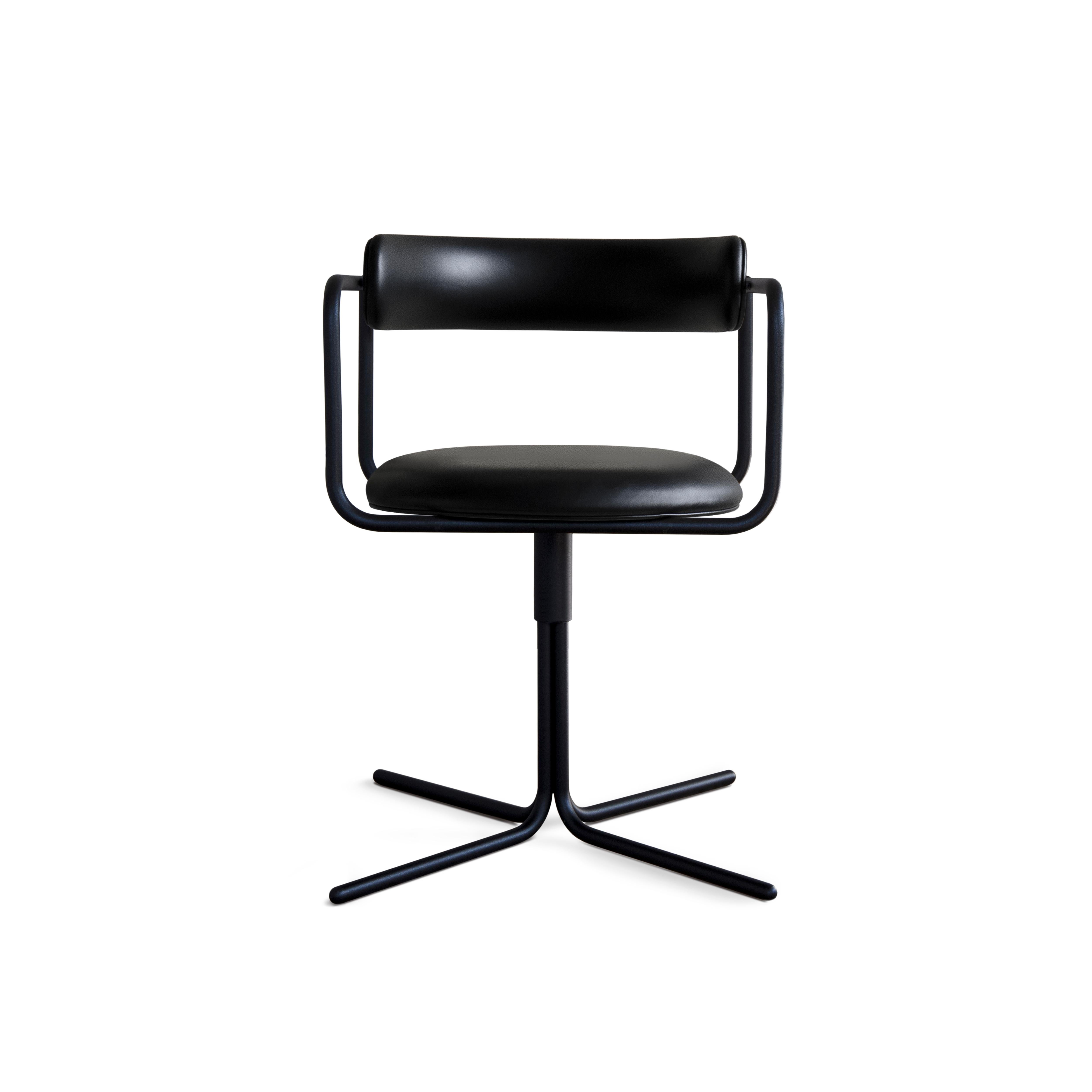 Contemporary Chair 'FF Swivel' Chrome, Black Leather For Sale 3