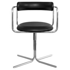 Contemporary Chair 'FF Swivel' Chrome, Black Leather