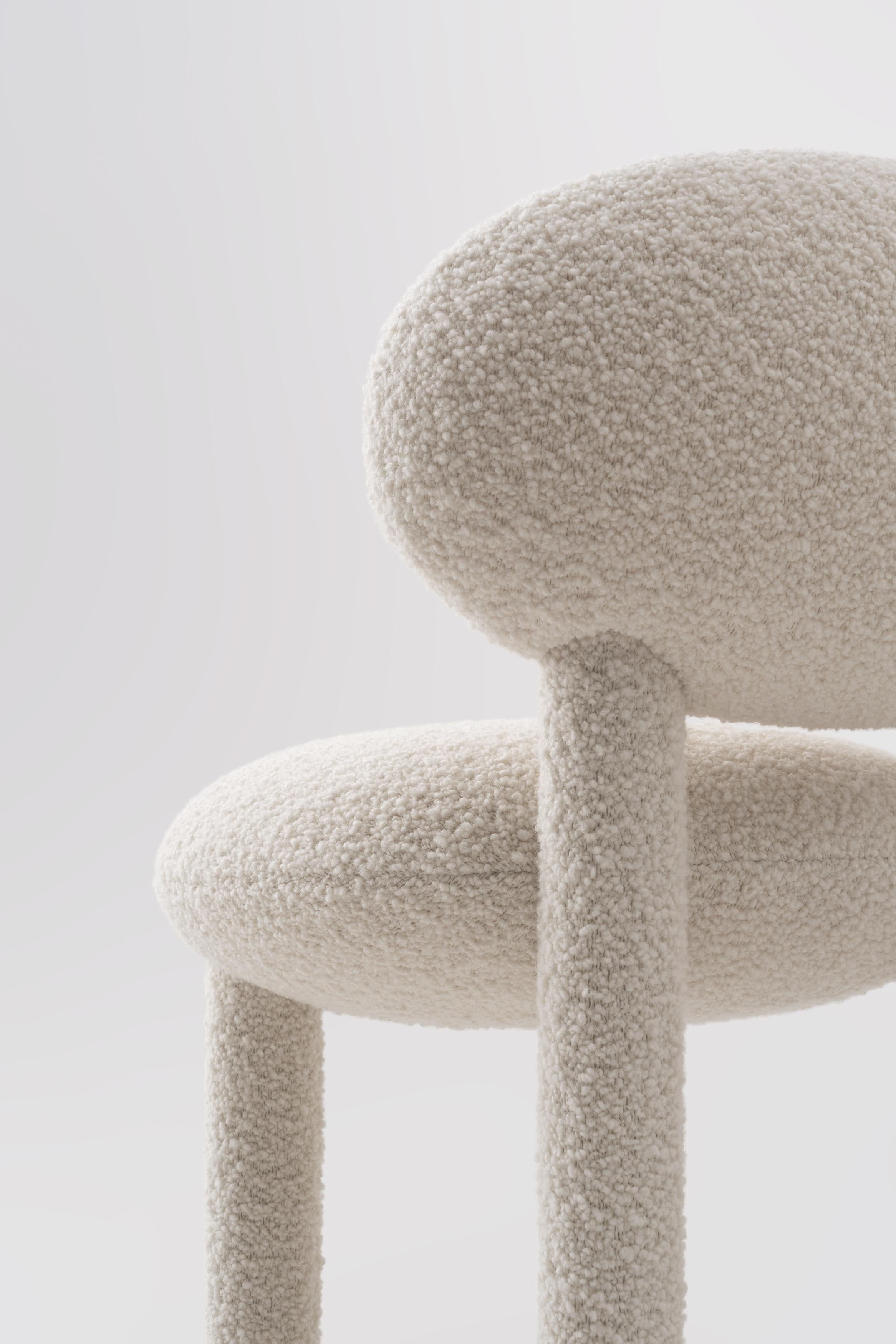 Organic Modern Contemporary Chair 'Flock CS1' by Noom, Bouclé Nimbus col.006 For Sale