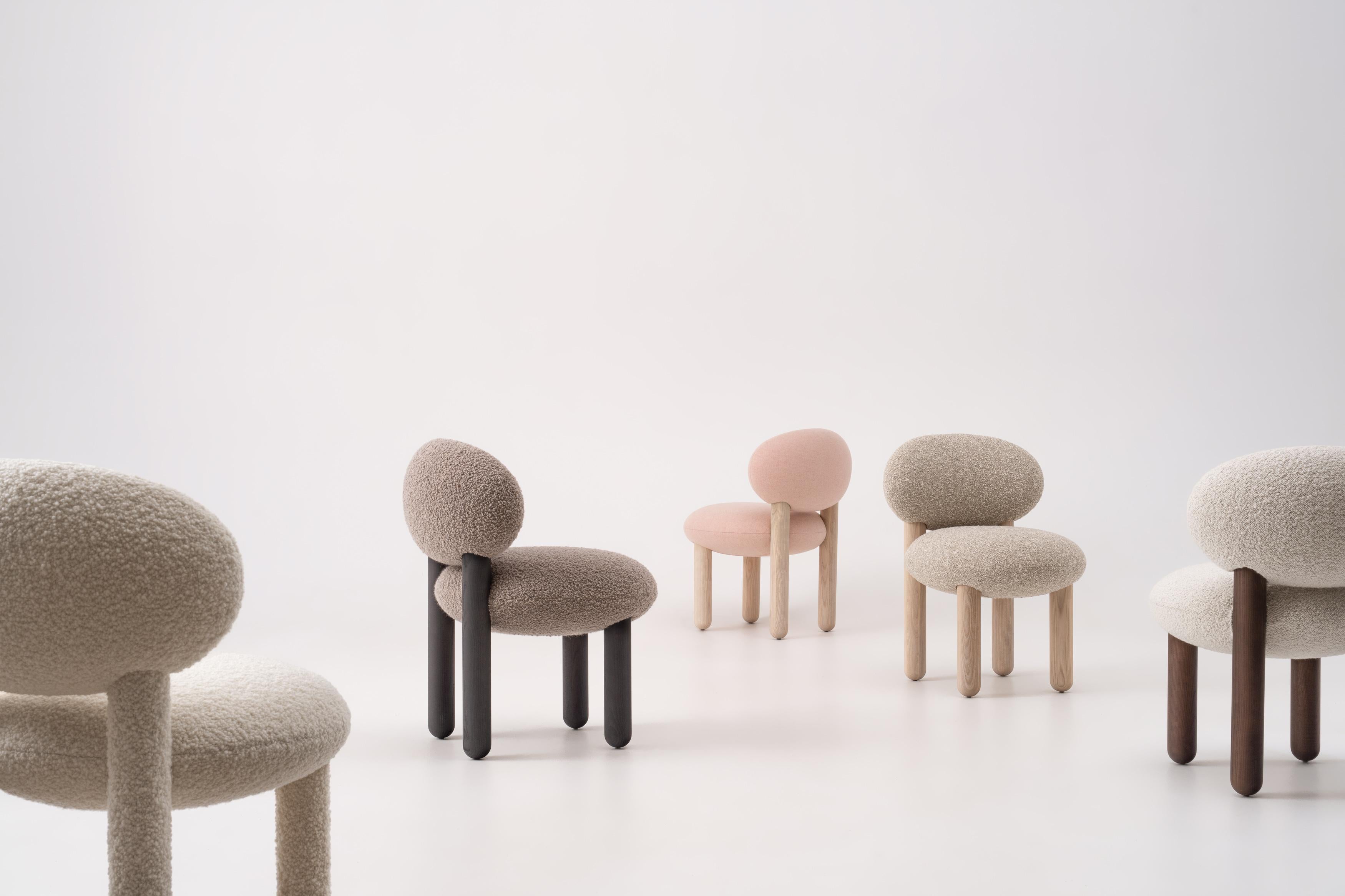 Fabric Contemporary Chair 'Flock CS2' by Noom, Karakorum, Brown Legs For Sale