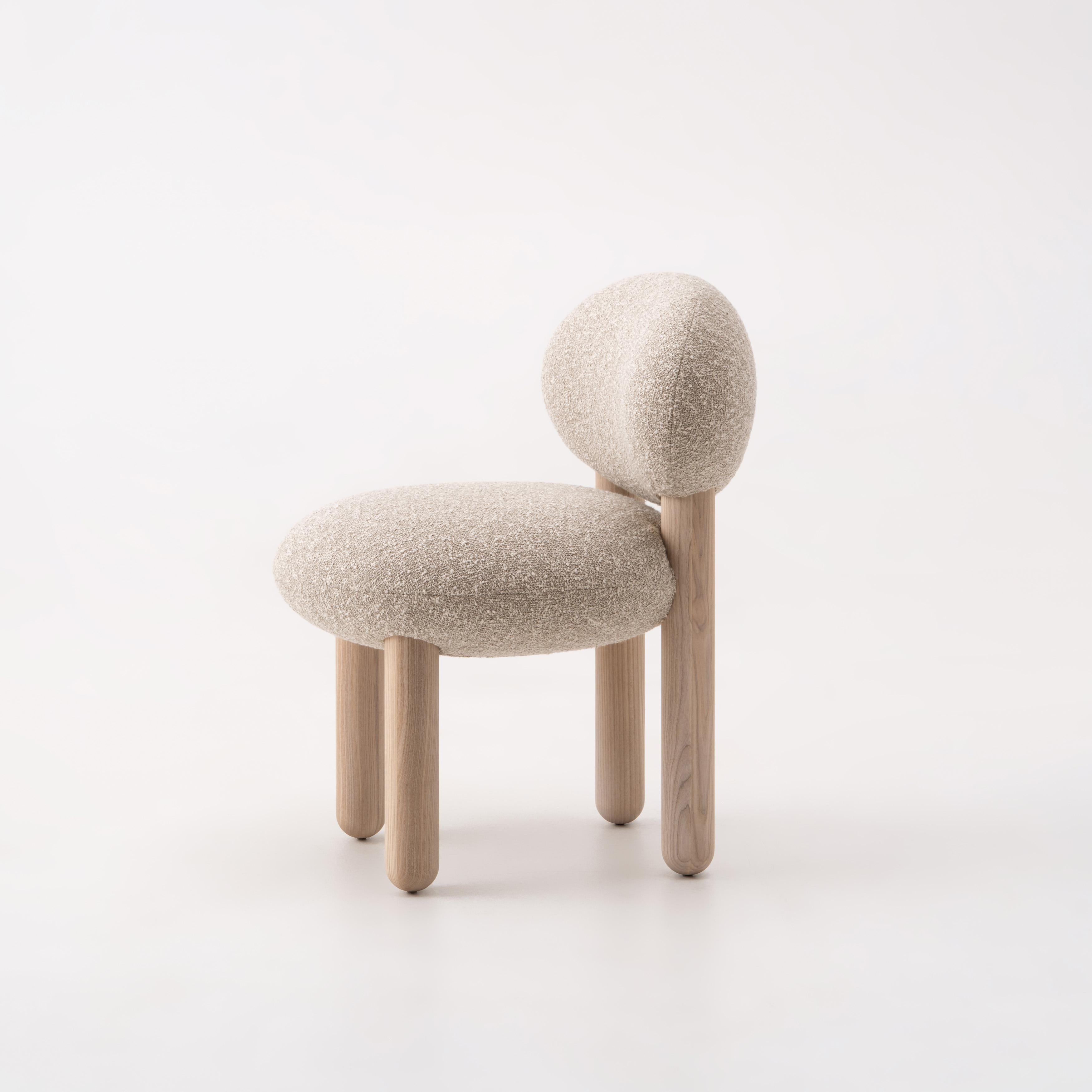 Wool Contemporary Dining Chair 'Flock CS2' by Noom, Kvadrat Zero Fabric  For Sale