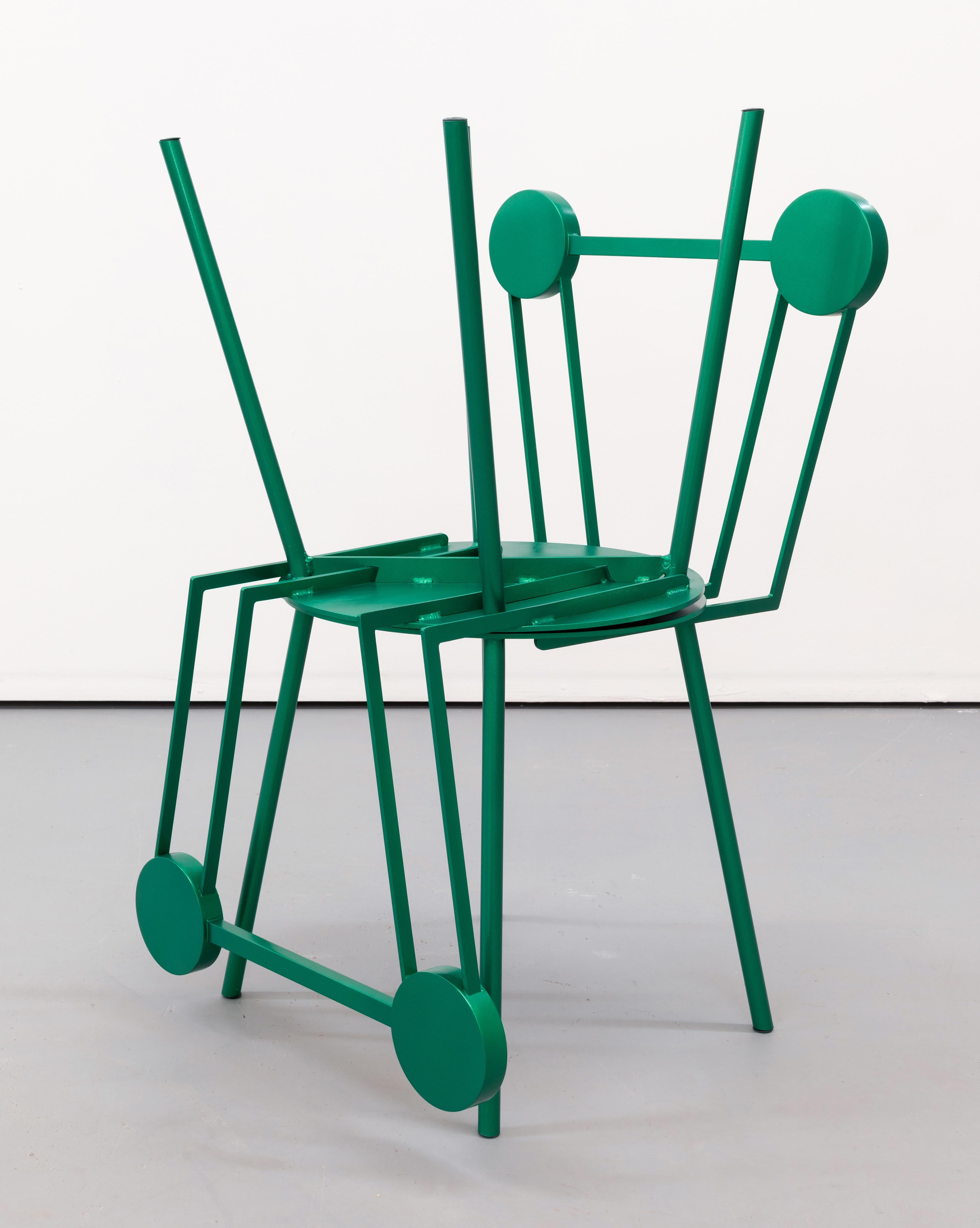 Lacquered Contemporary Chair Green Haly Aluminium by Chapel Petrassi For Sale