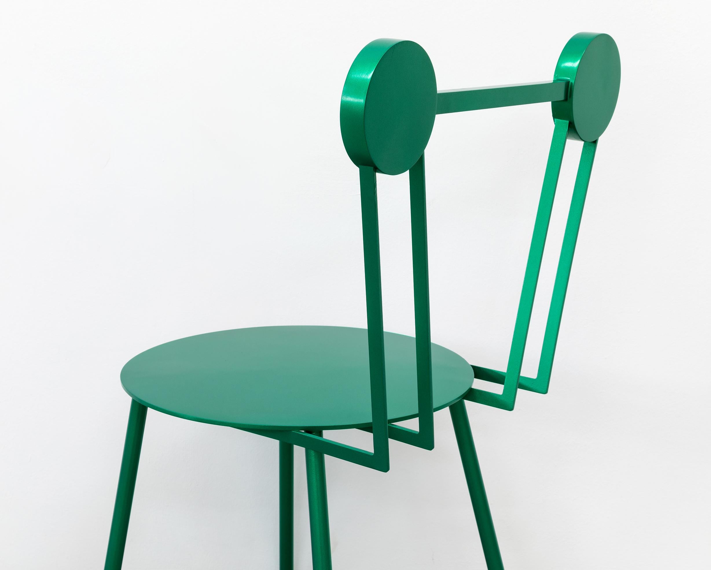Italian Contemporary Chair Green Haly Aluminium by Chapel Petrassi For Sale
