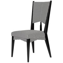 Contemporary Chair in Black and White Dedar Fabric Embroidered with Rose