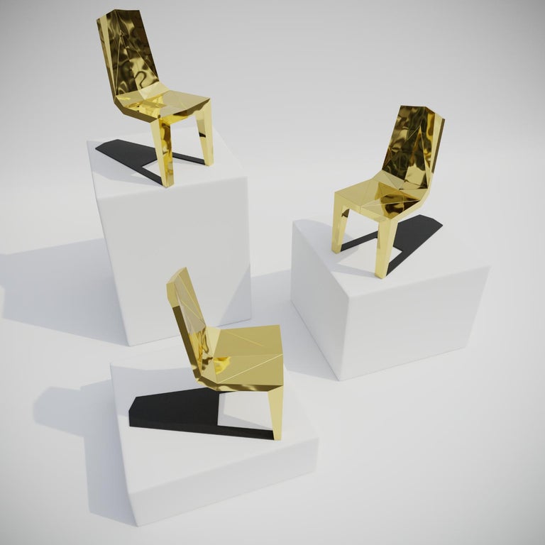 Contemporary Chair in Gold Finish For Sale at 1stDibs