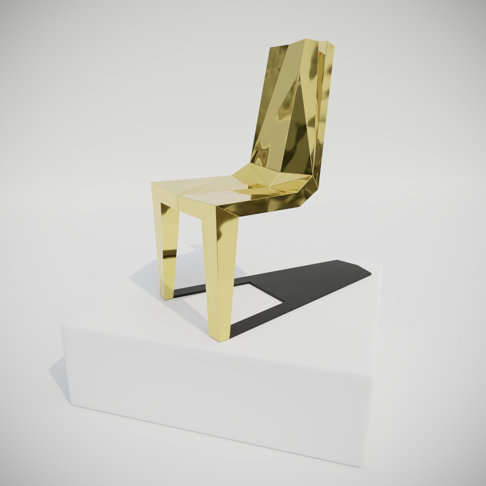 Modern Contemporary Chair in Gold Finish For Sale