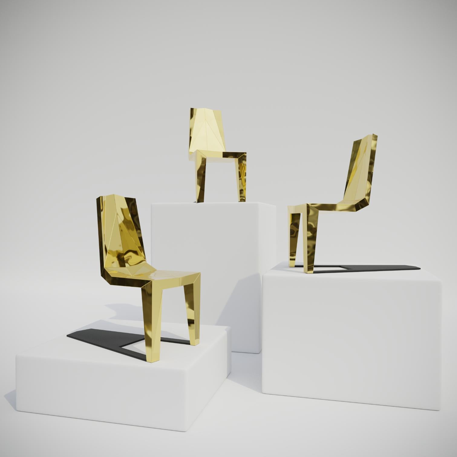 British Contemporary Chair in Gold Finish For Sale