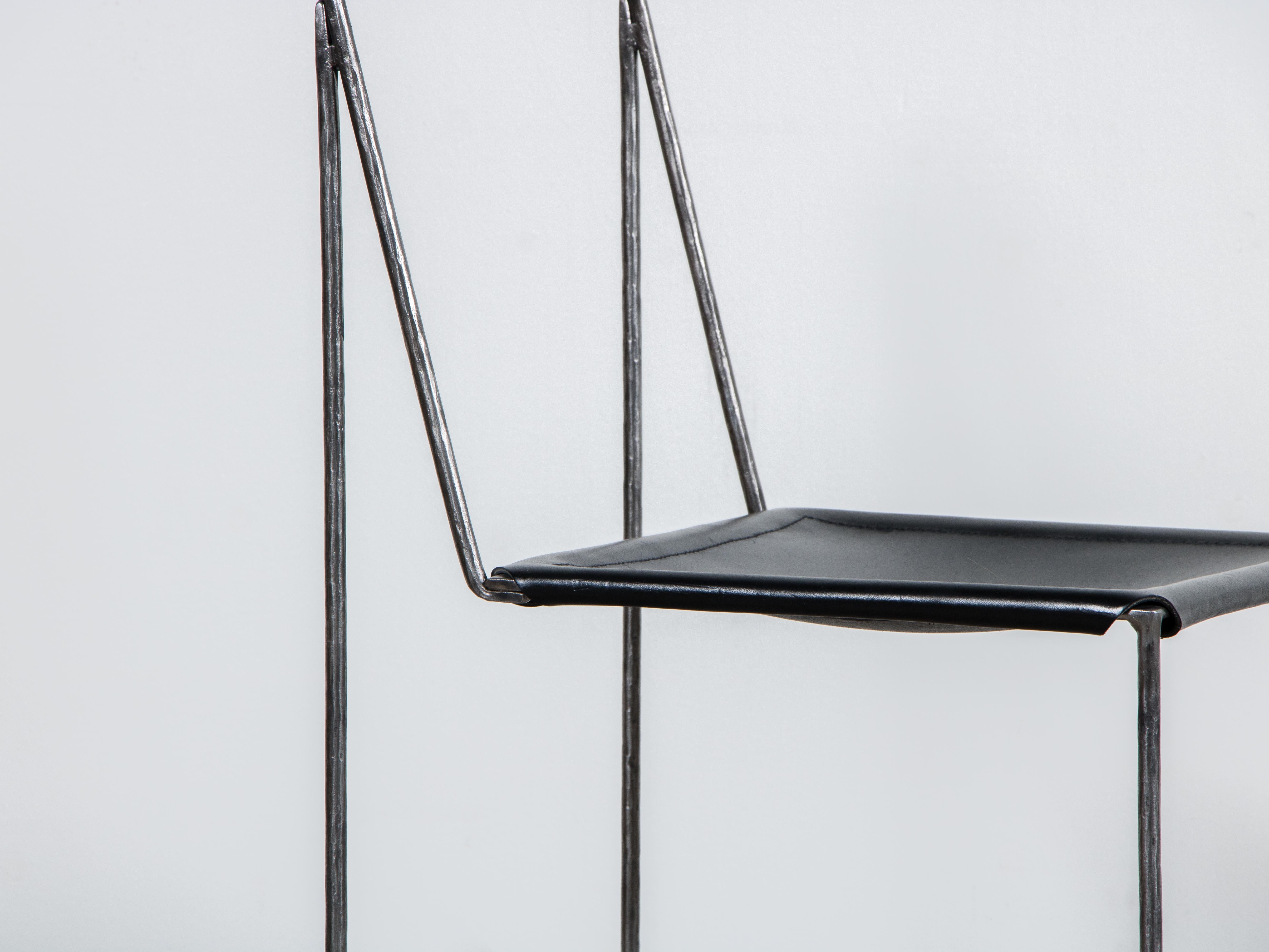 Swedish Contemporary Chair in Iron and Leather Upholstery, Stal Chair by Lucas Morten