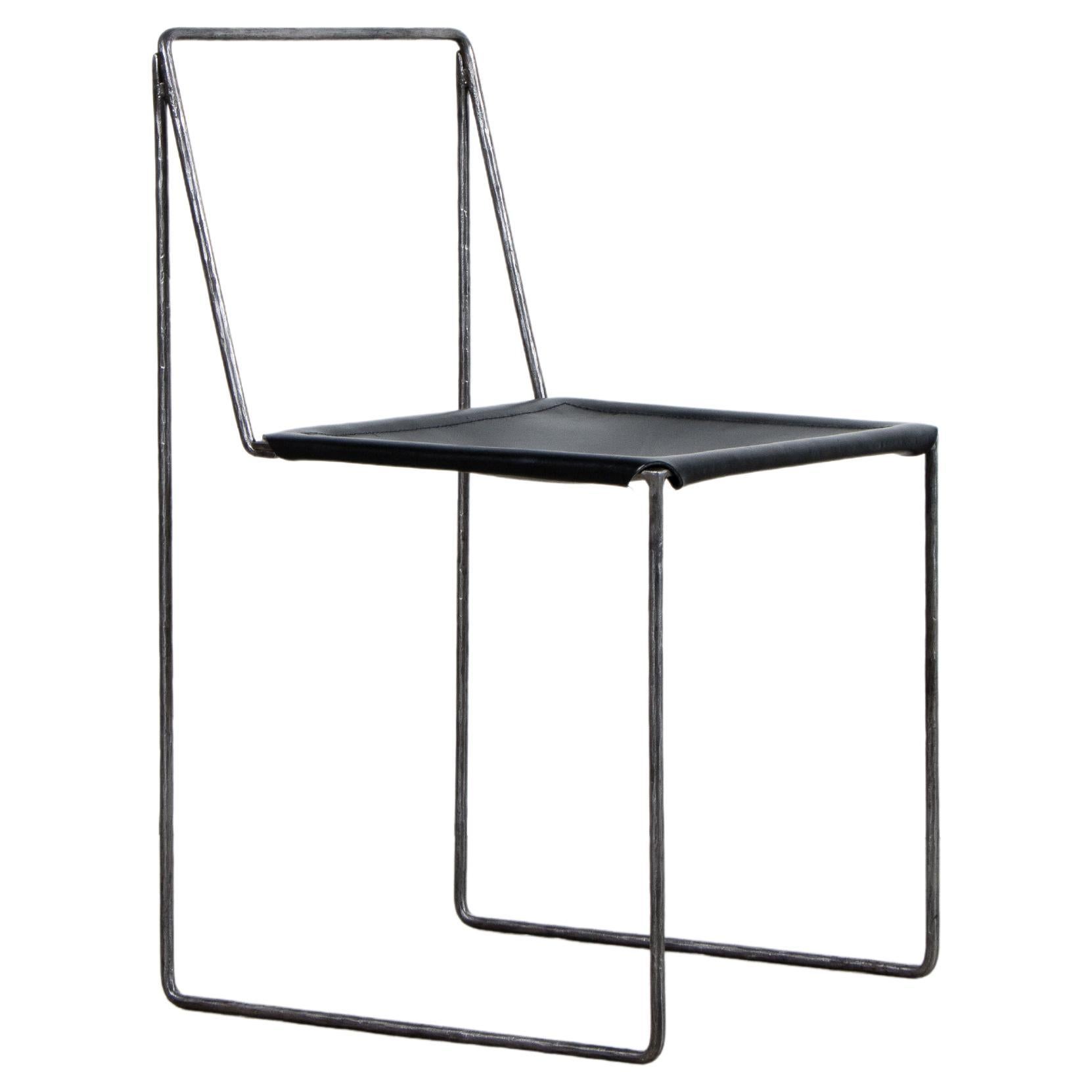 Contemporary Chair in Iron and Leather Upholstery, Stal Chair by Lucas Morten