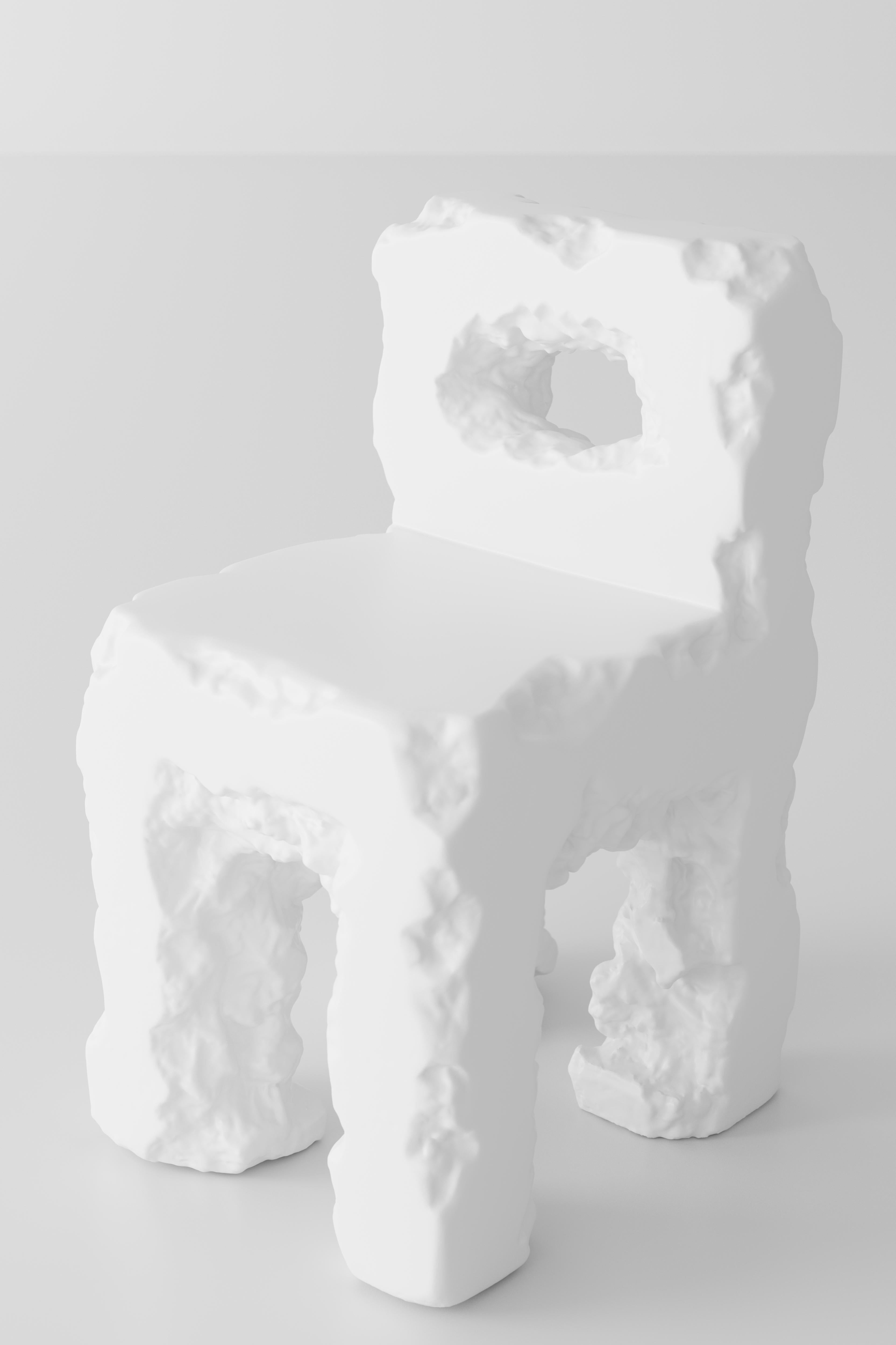 Modern Contemporary Chair in Sculpted Fiber Matte and White Gloss For Sale