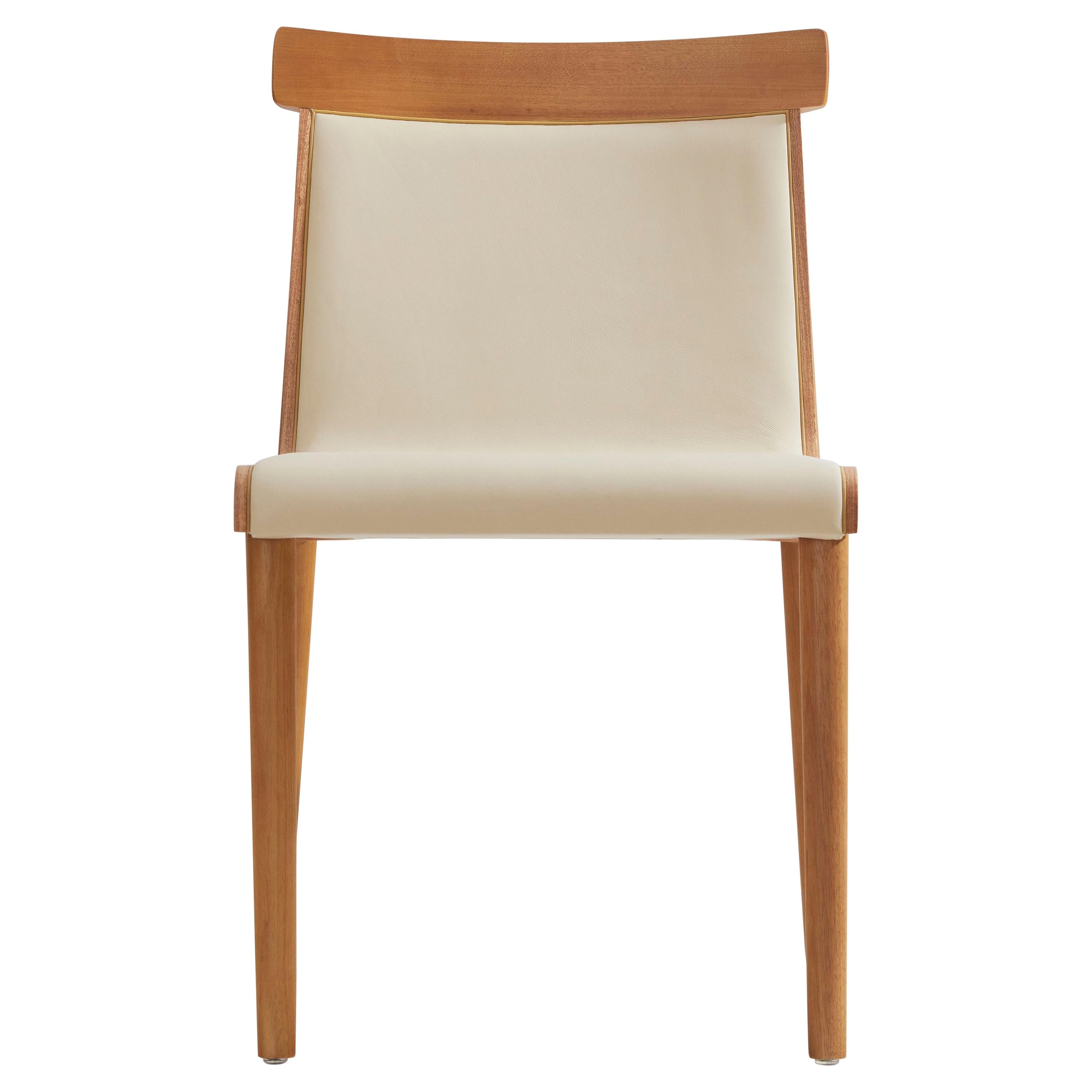 Contemporary Chair in Solid Wood, Upholstered in Leather or Textiles
