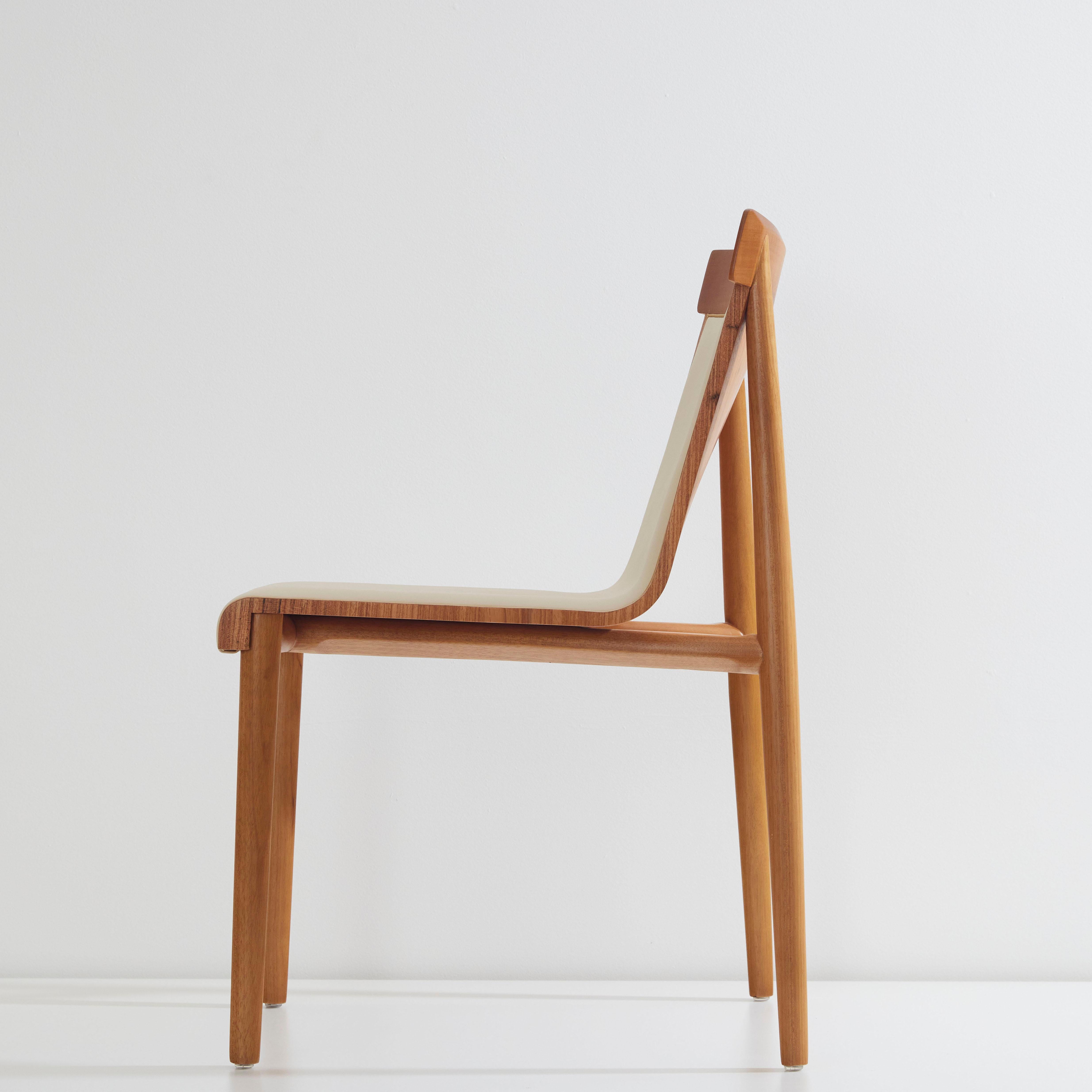 Contemporary Chair in Solid Wood, Upholstered in Leather or Textiles with Arms For Sale 9