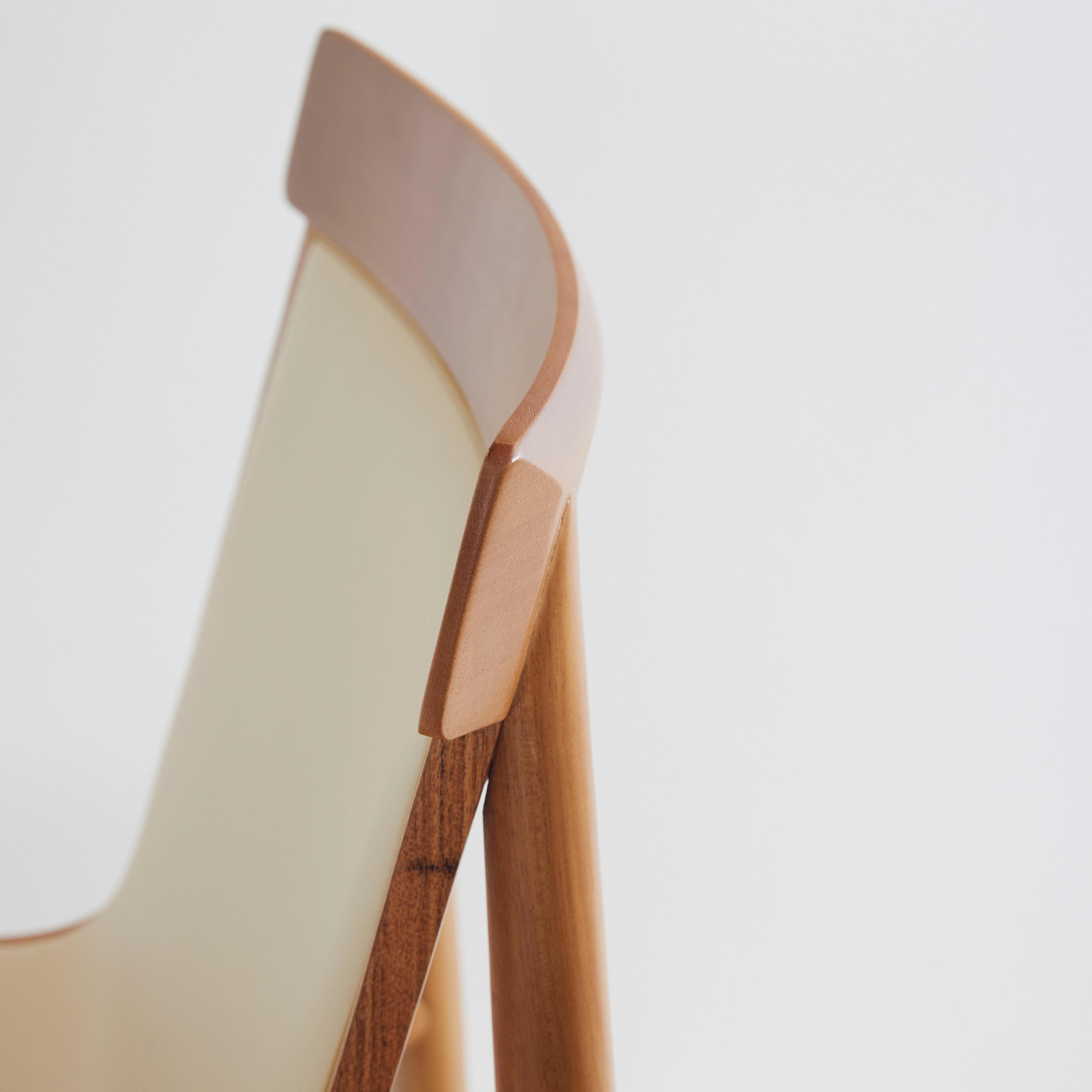 Contemporary Chair in Solid Wood, Upholstered in Leather or Textiles with Arms For Sale 10