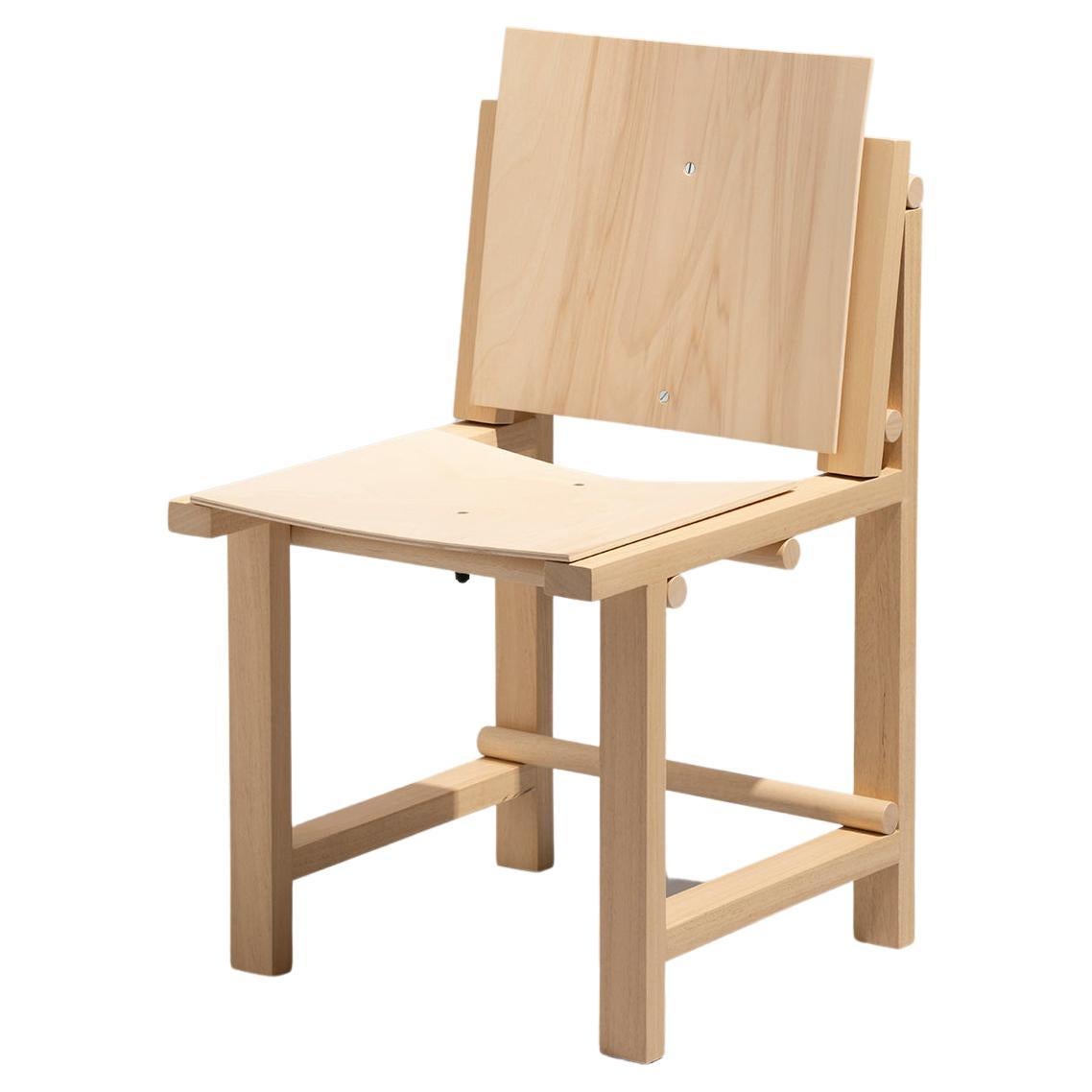 Chaise contemporaine moderne en contreplaqué et koto en bois massif de Marc Morro