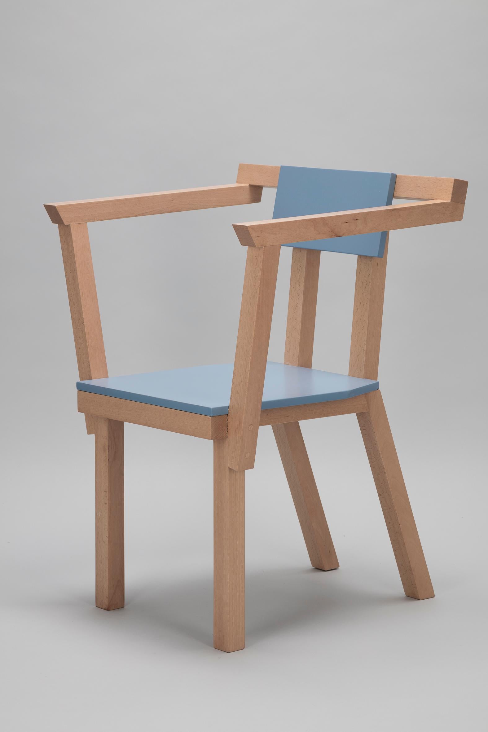 Modern Contemporary Chair Oak Wood White For Sale