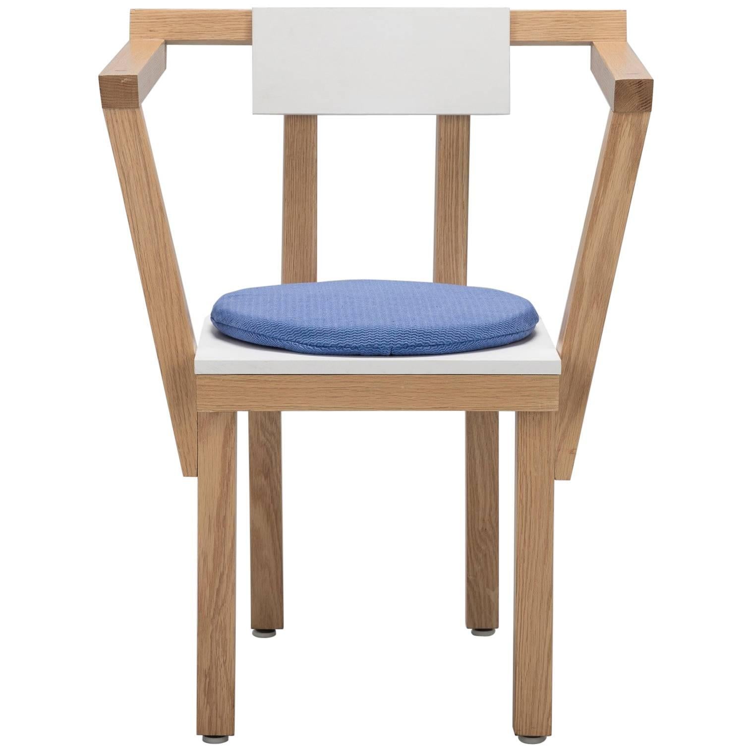 Contemporary Chair Oak Wood White For Sale