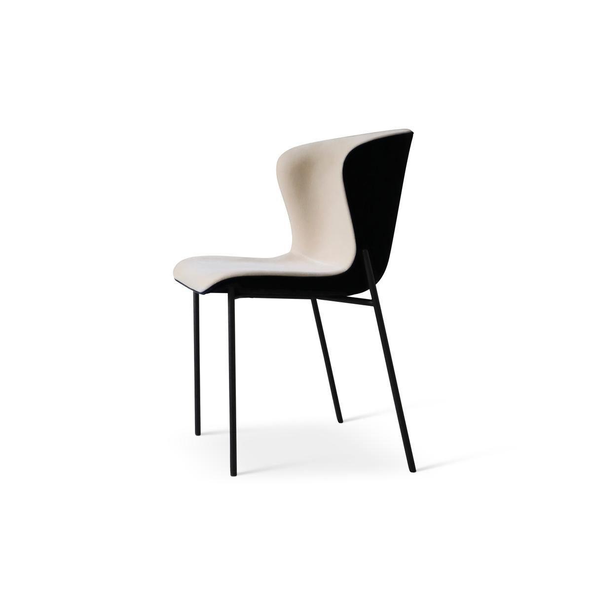 Contemporary Chair 'Pipe' Black Leather Bolero, Black Legs  For Sale 7