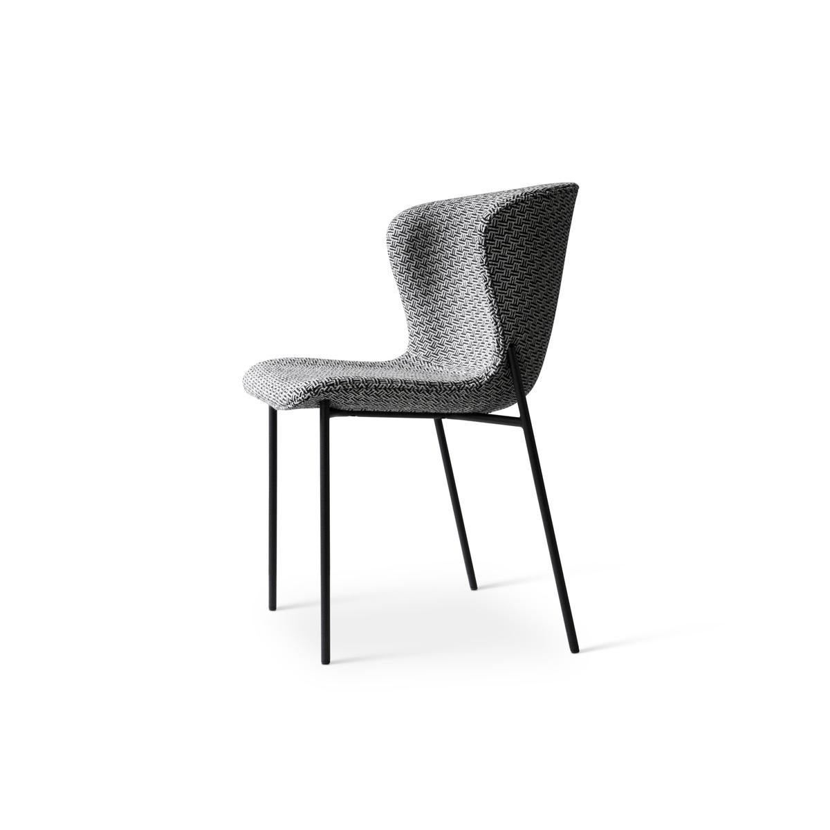 Contemporary Chair 'Pipe' Black Leather Bolero, Black Legs  For Sale 11