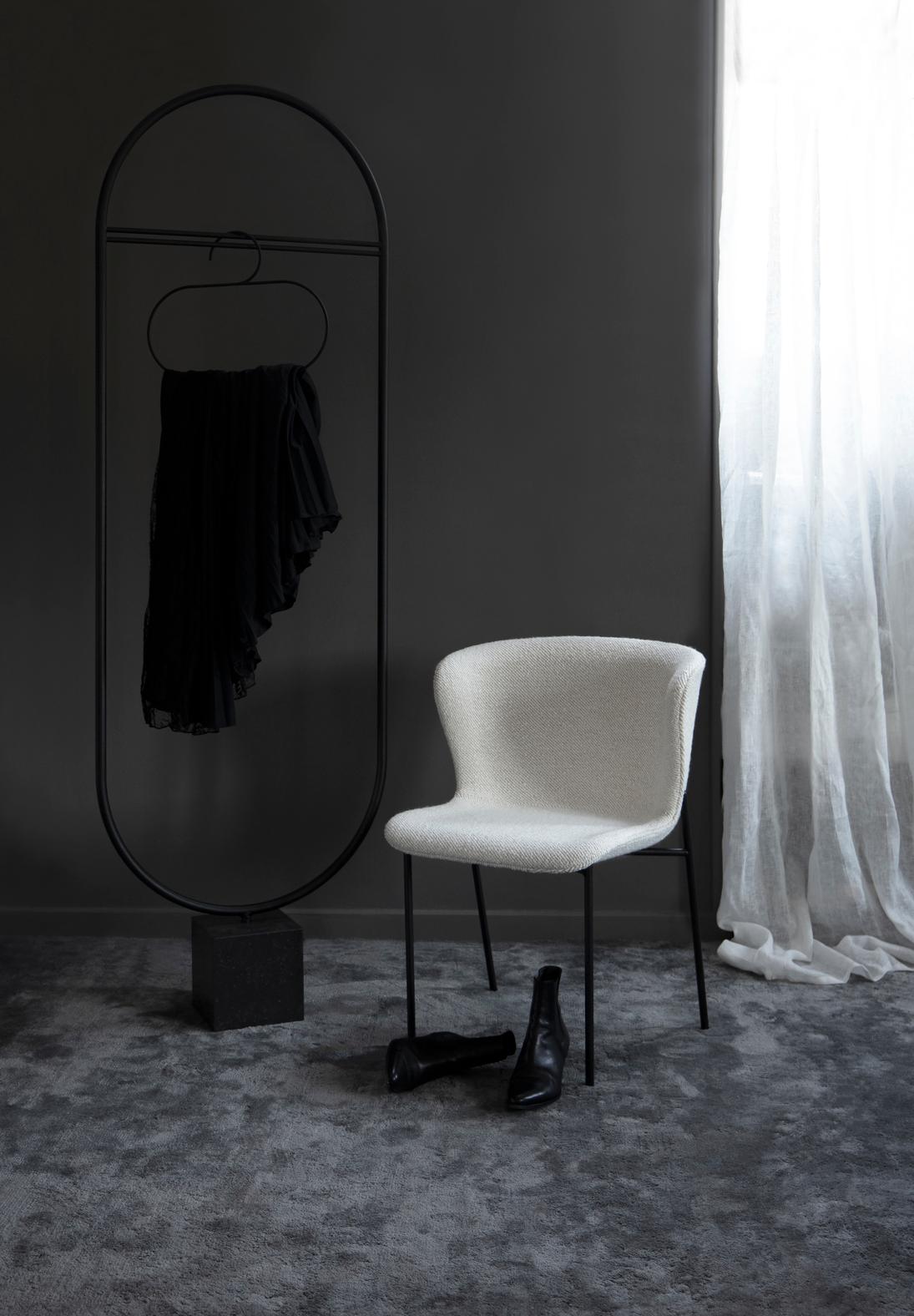 Contemporary Chair 'Pipe' Black Leather Bolero, Black Legs  For Sale 1
