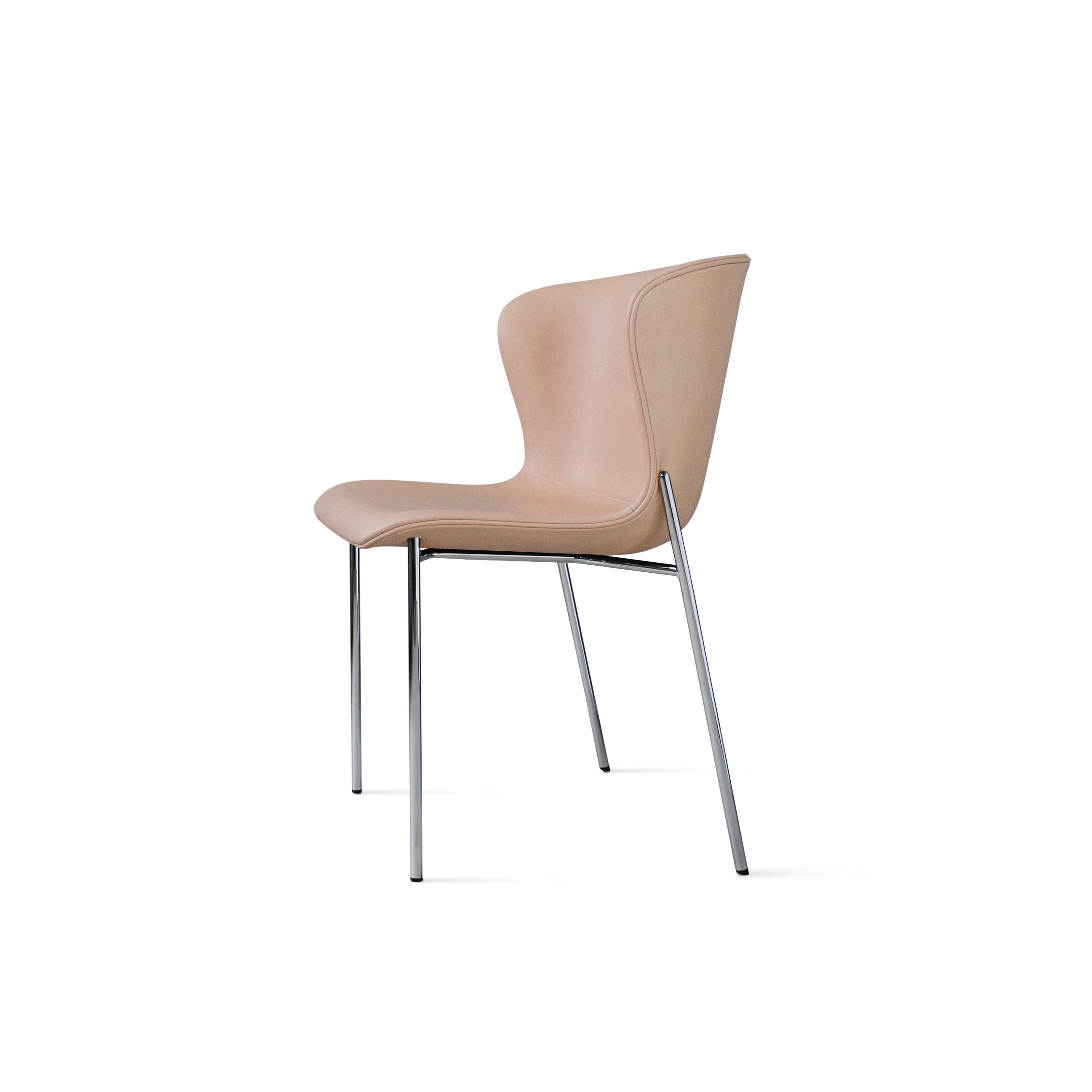 Zeitgenössischer Stuhl „Pipe“ aus Leder – Dakar 0197, Chromrahmen im Angebot 1