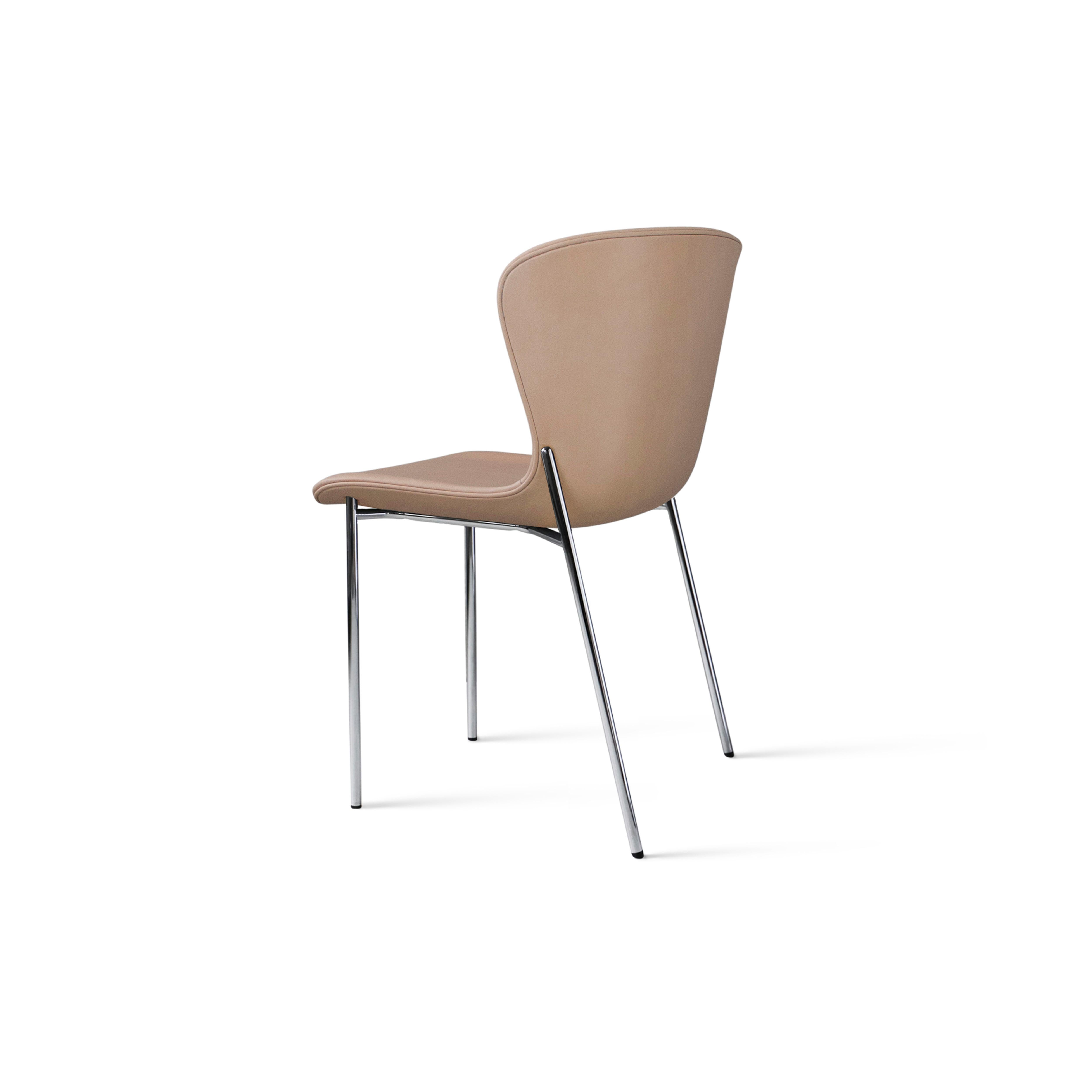 Zeitgenössischer Stuhl „Pipe“ aus Leder – Dakar 0197, Chromrahmen im Angebot 2