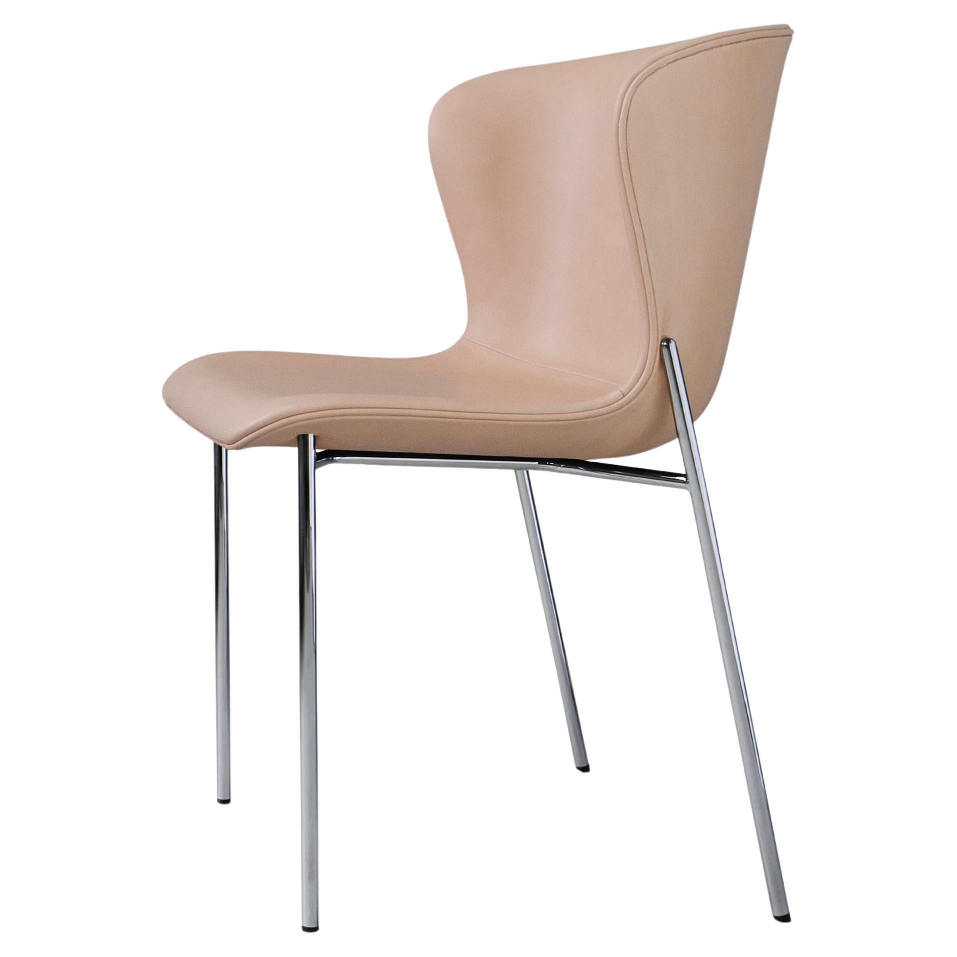 Zeitgenössischer Stuhl „Pipe“ aus Leder – Dakar 0197, Chromrahmen im Angebot