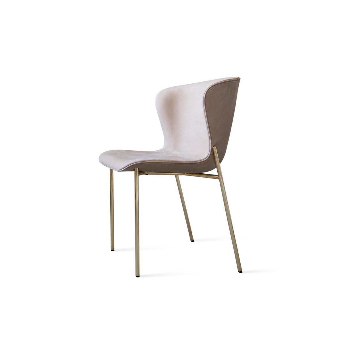 Contemporary Chair 'Pipe' with Bouclé, Karakorum 003, Brass Frame For Sale 3