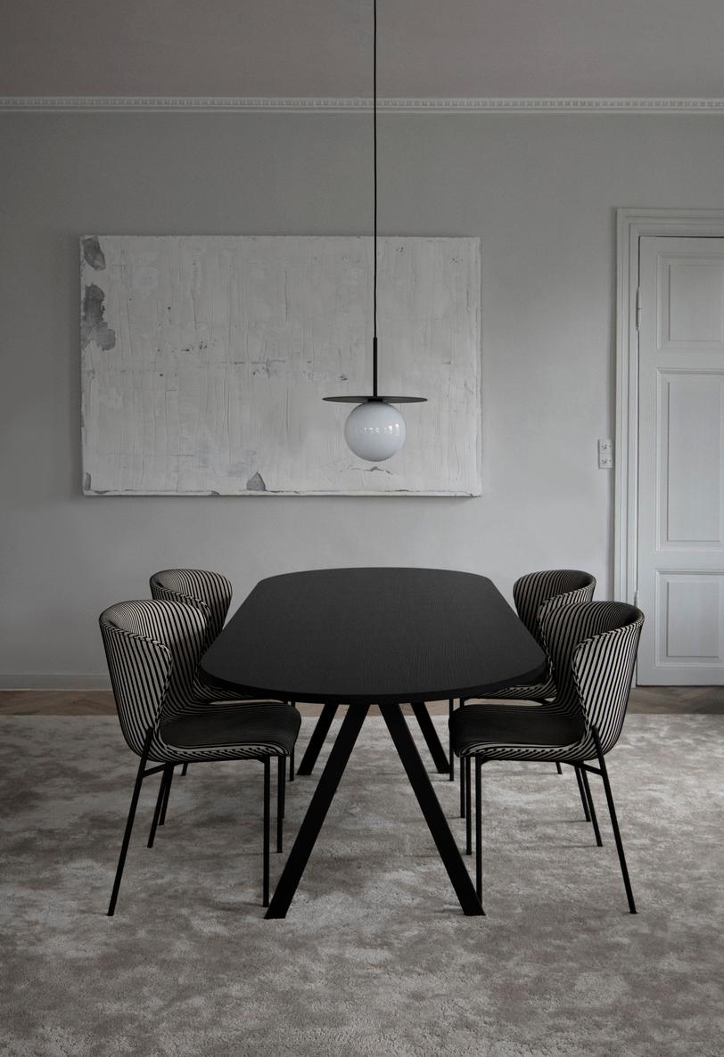 Danish Contemporary Chair 'Pipe' with Bouclé, Karakorum 003, Brass Frame For Sale