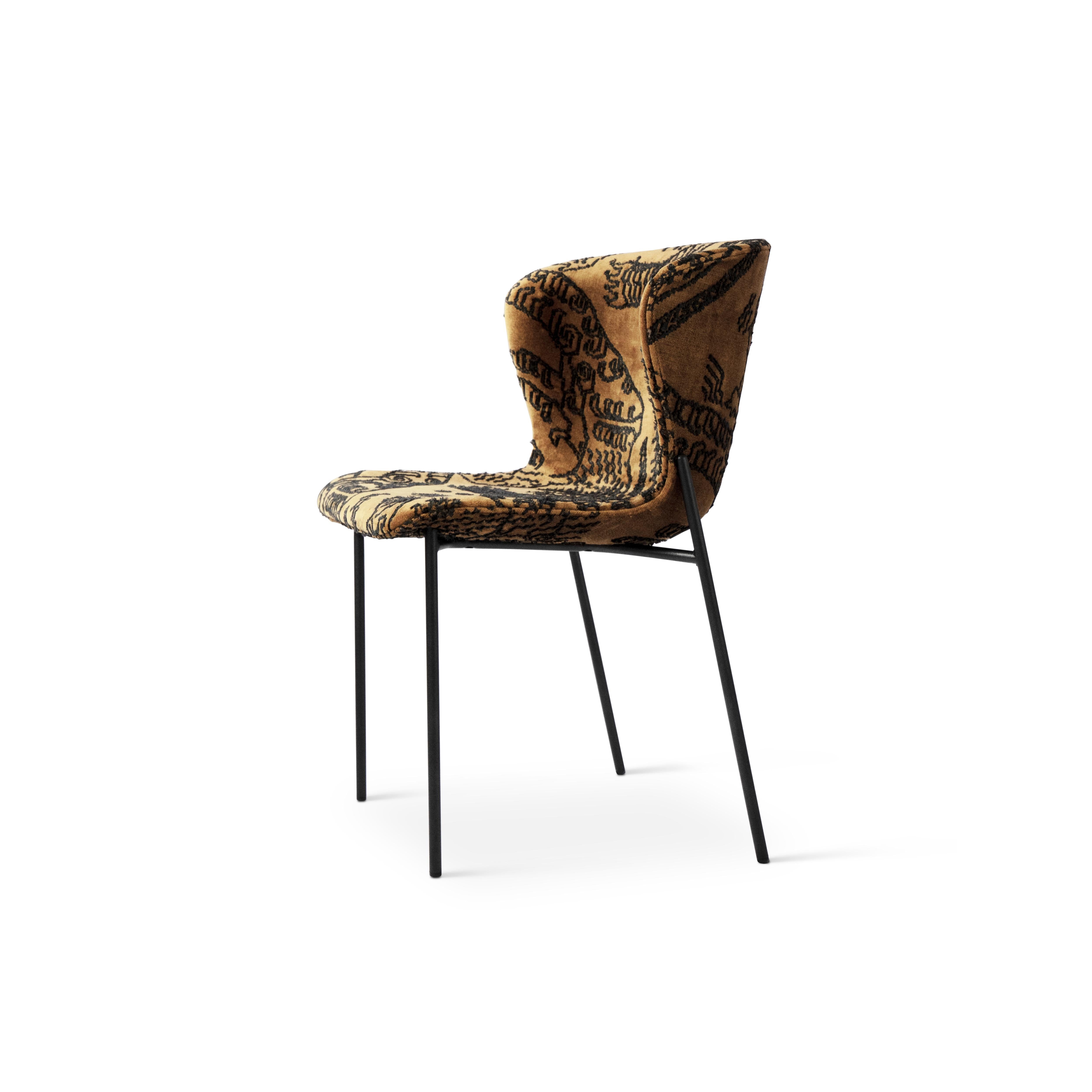 Organic Modern Contemporary Chair 'Pipe' with Tiger Mountain 02, Black Frame For Sale