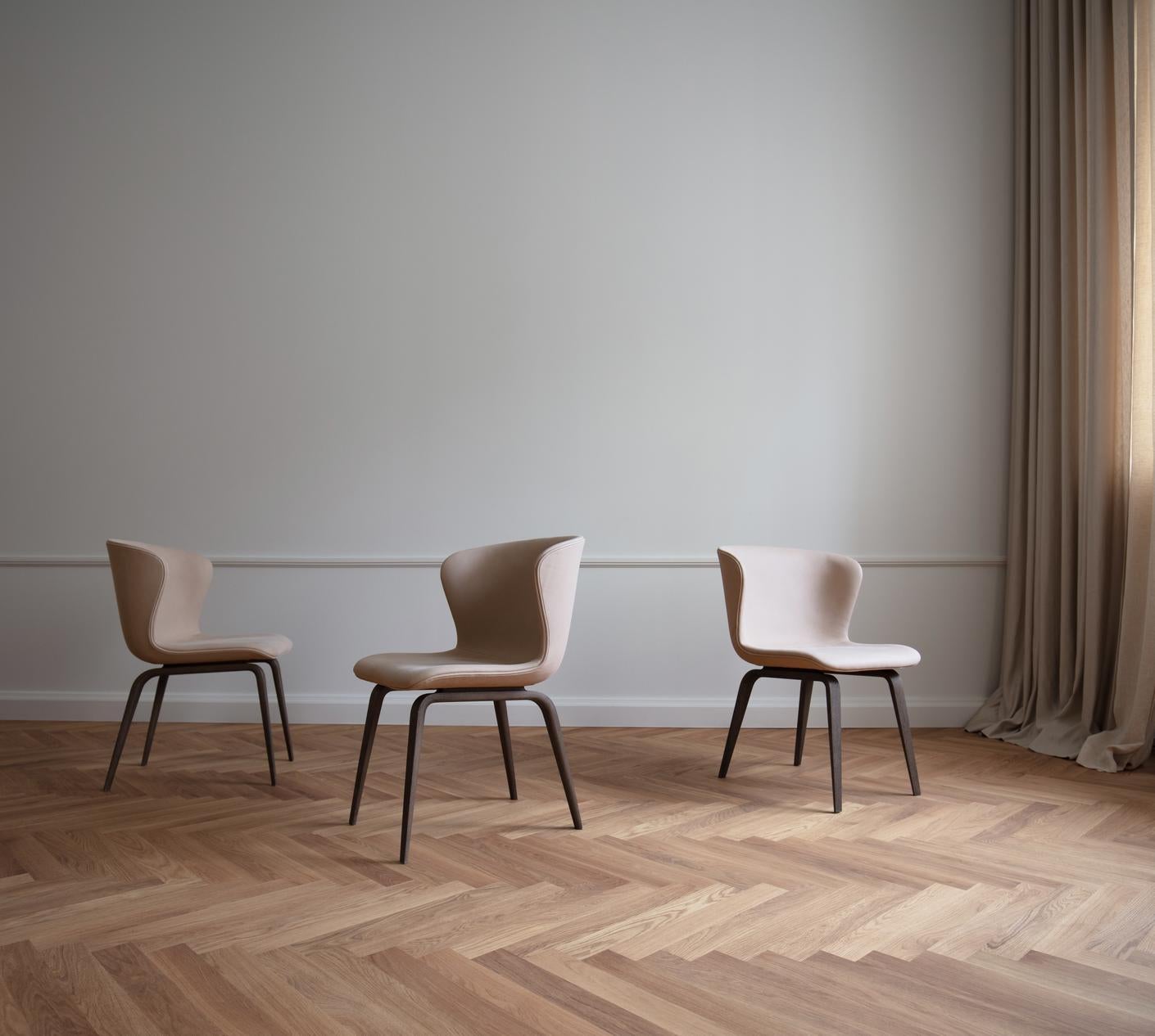 Contemporary Chair 'Pipe Wood' Black Wood, Loop Bouclé, Cream For Sale 5