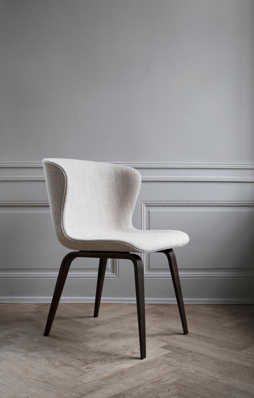 Organic Modern Contemporary Chair 'Pipe Wood' Black Wood, Loop Bouclé, Cream For Sale