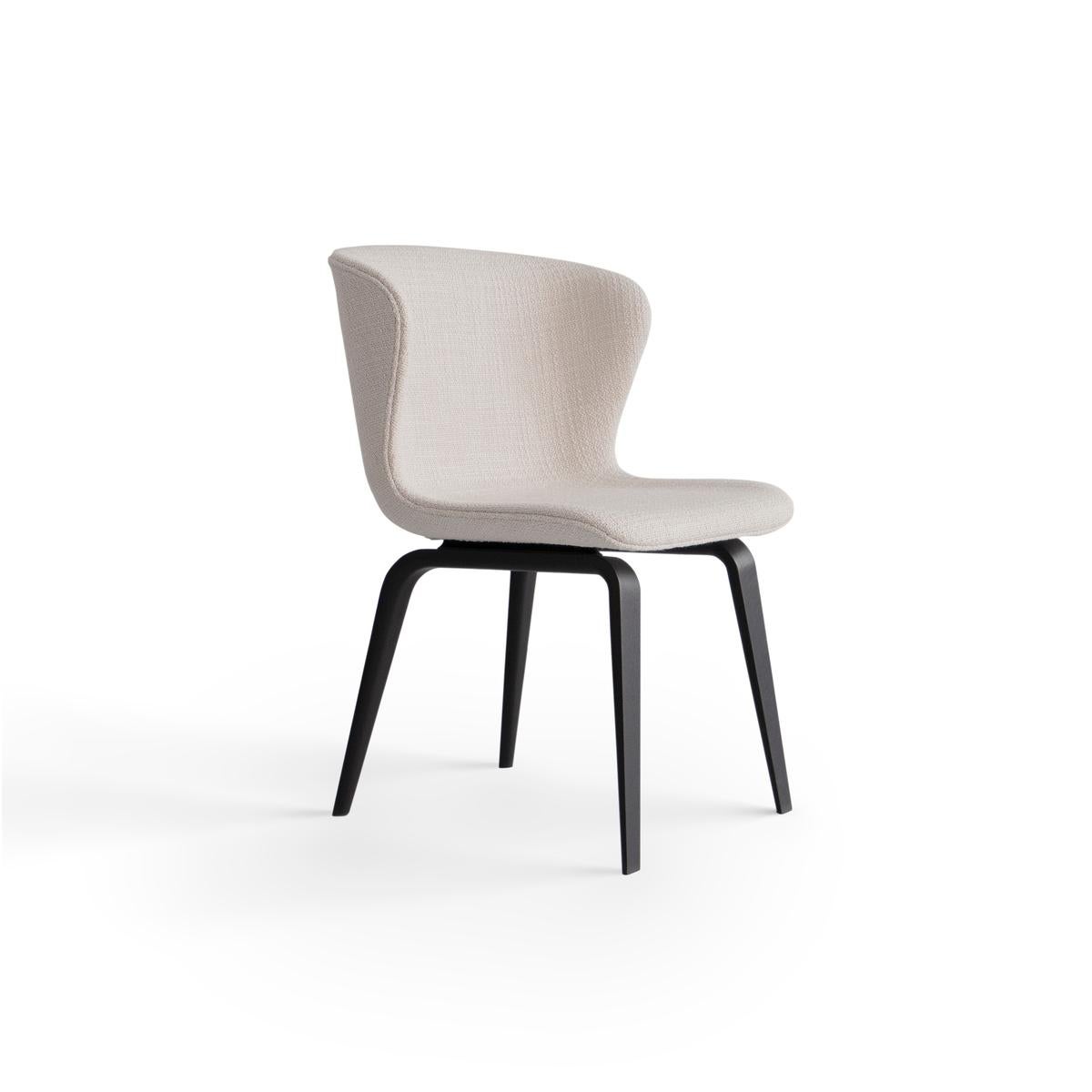 Danish Contemporary Chair 'Pipe Wood', Legs in Black Wood, Loop Bouclé, Cream For Sale