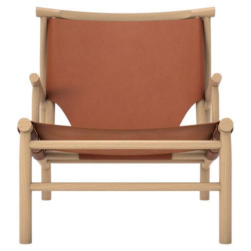 Contemporary Chair 'Samurai' by Norr11, Natural Oak & Brandy Leather For Sale