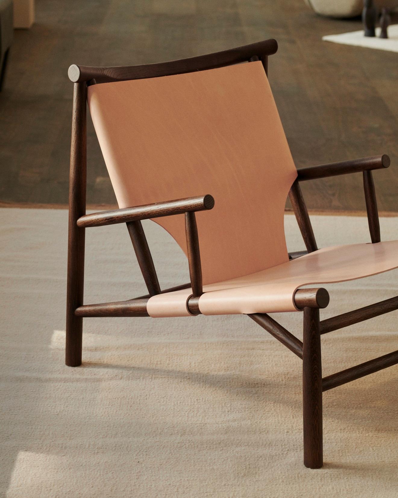 Chaise contemporaine 'Samurai' par Norr11, Chêne naturel et cuir Nature en vente 8