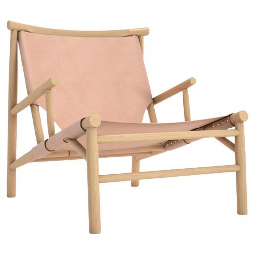 Chaise contemporaine 'Samurai' par Norr11, Chêne naturel et cuir Nature en vente
