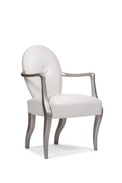 Contemporary Chair with Armrests, Wood Frame, Made in Italy