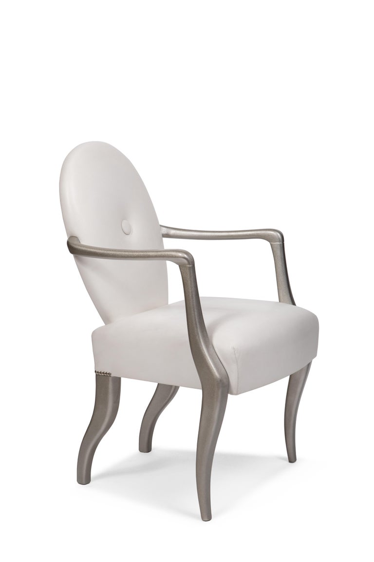 Modern Contemporary Chair with Armrests, Wood Frame, Made in Italy For Sale