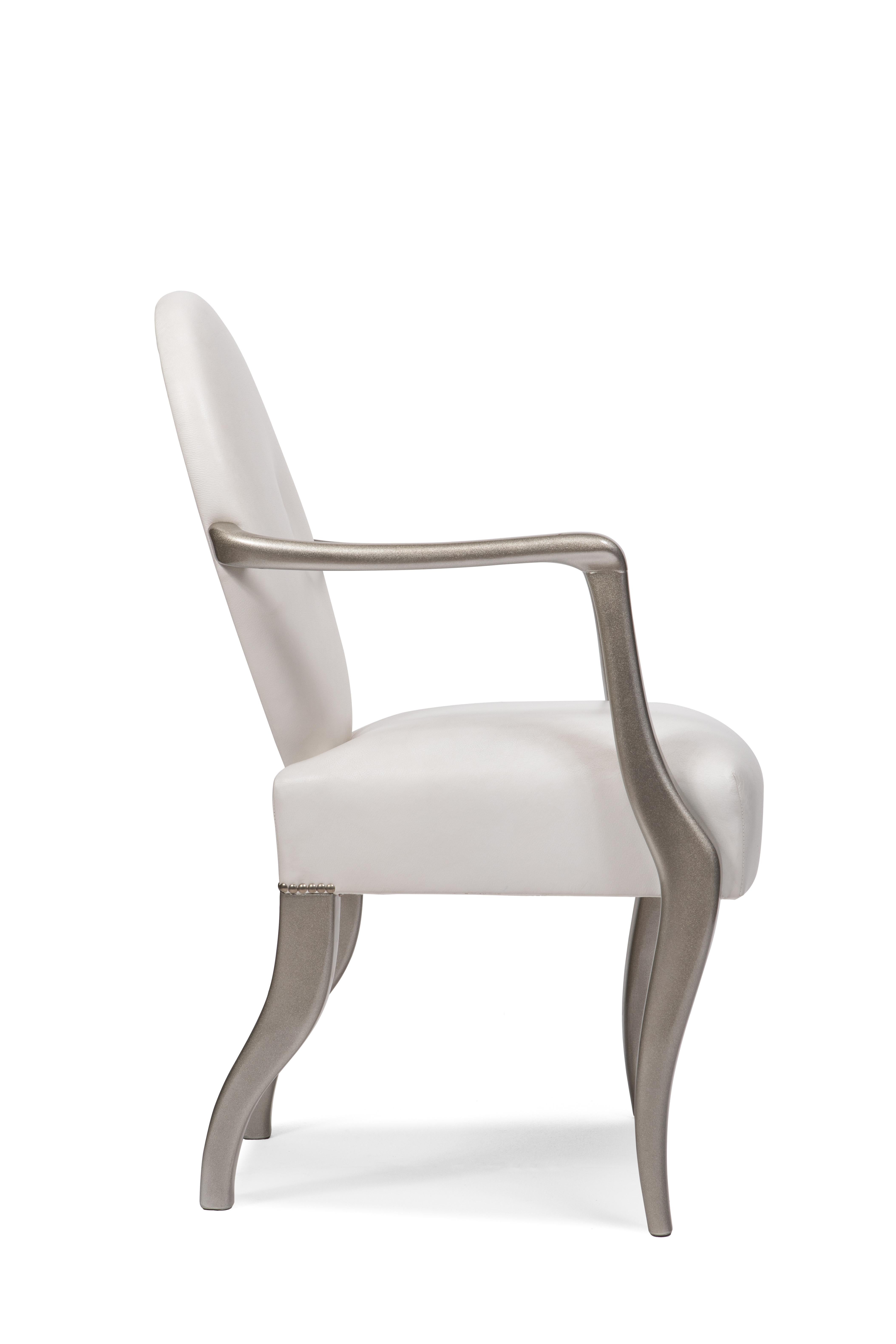Modern Contemporary Chair with Armrests, Wood Frame, Made in Italy For Sale