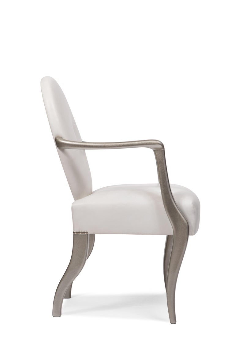 Italian Contemporary Chair with Armrests, Wood Frame, Made in Italy For Sale