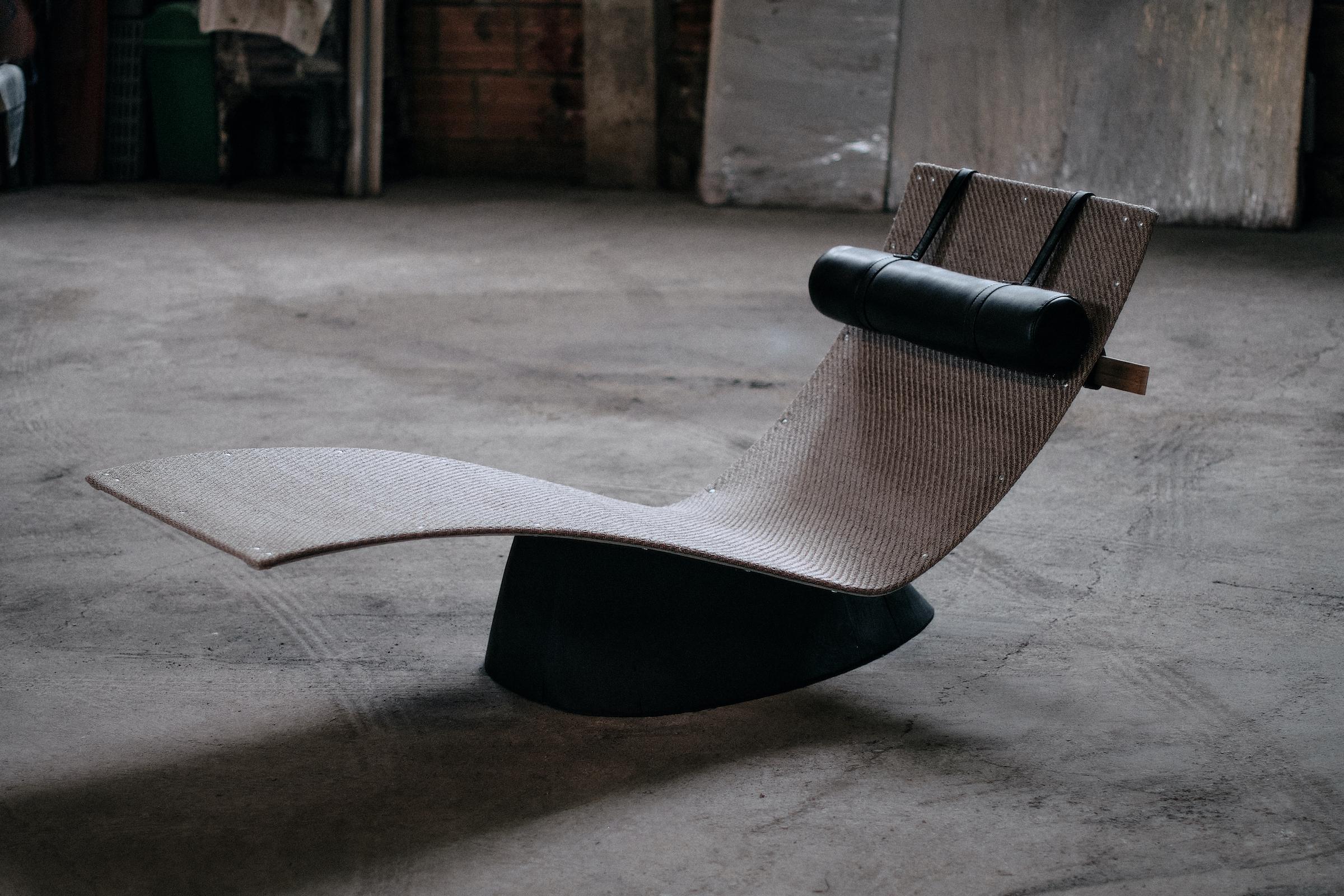 Organic Modern Contemporary Chaise Longue 'Cherlon' by Carmworks, Copper Fabric  For Sale