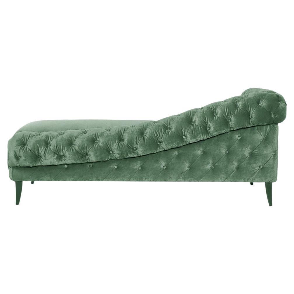Contemporary chaise lounge Offered in Button & Capitonnée Tufting For Sale
