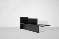 Contemporary Chaise Longue or Bench in Black Oak, Marble and Brass
