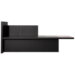 Contemporary Chaise Longue or Bench in Black Oak, Marble and Brass