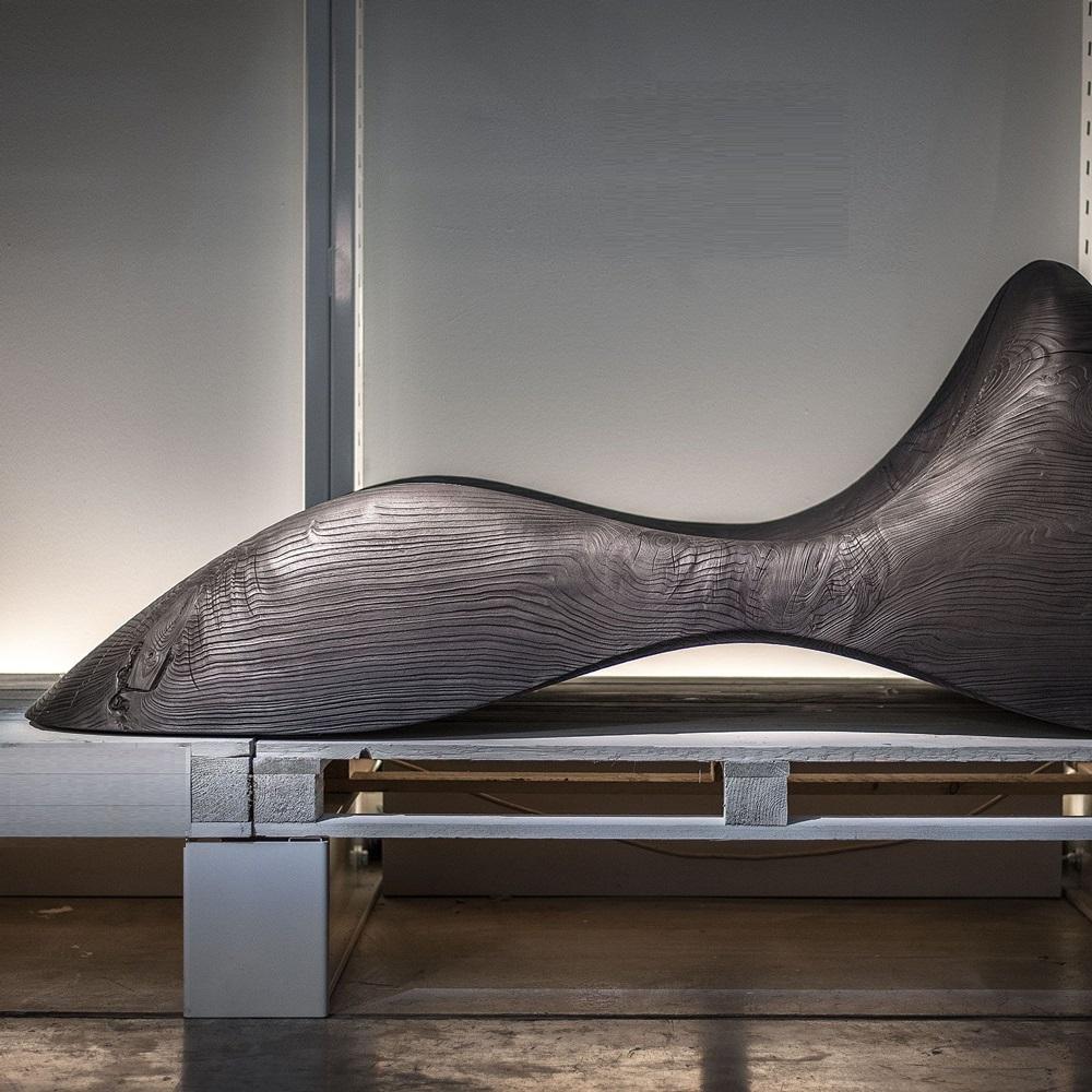 Italian Contemporary Chaise Lounge Made of Solid Scented Cedar Wood For Sale