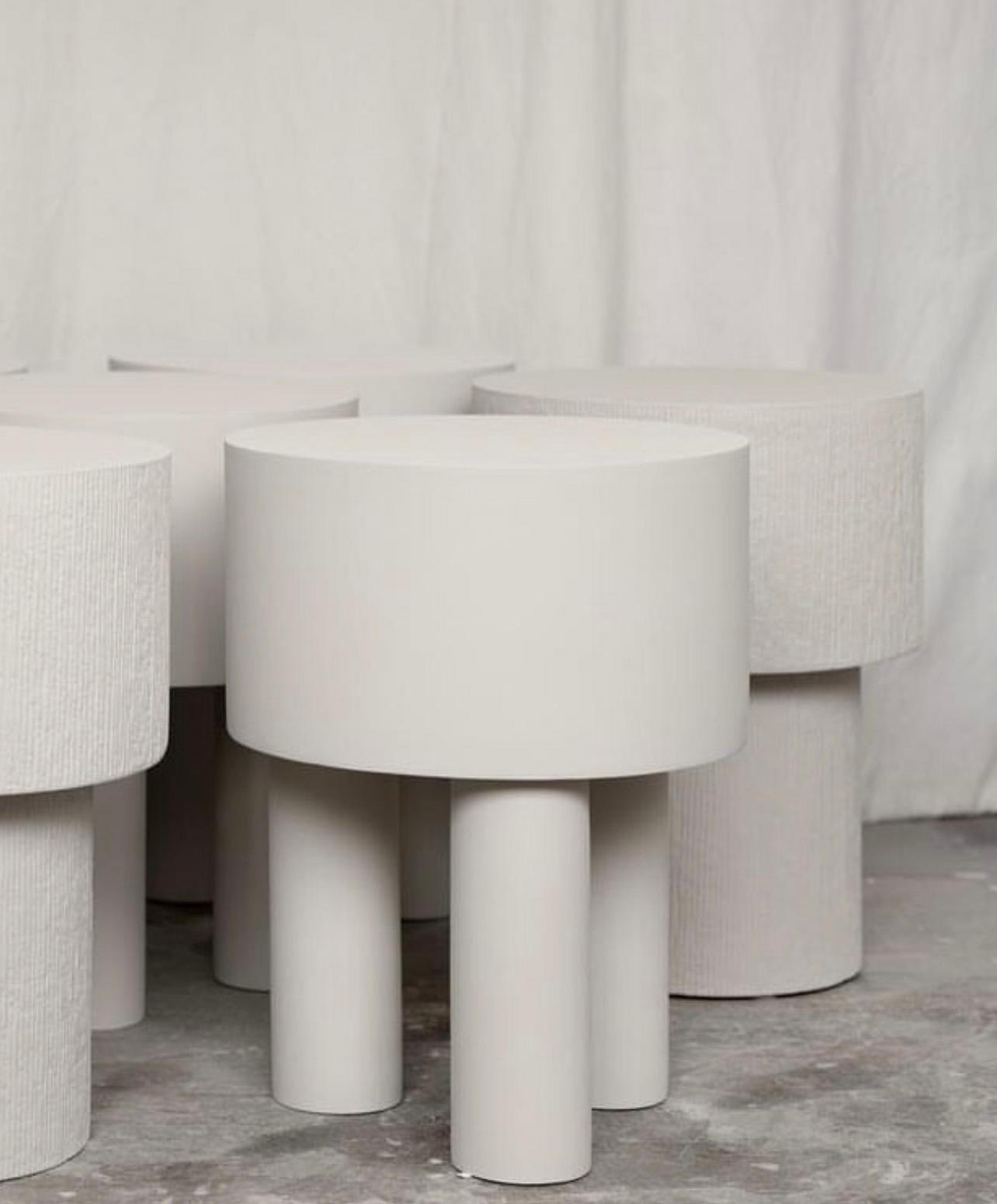 British Contemporary Chalk Jesmonite Side Table, Pilotis 3 Legs by Malgorzata Bany For Sale