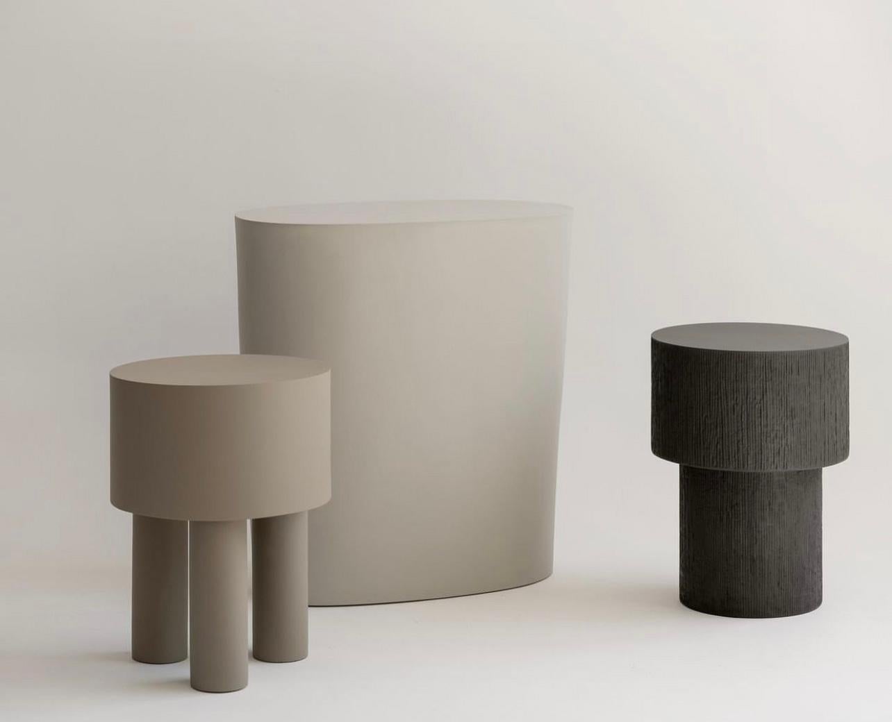 Cast Stone Contemporary Chalk Jesmonite Side Table, Pilotis 3 Legs by Malgorzata Bany For Sale