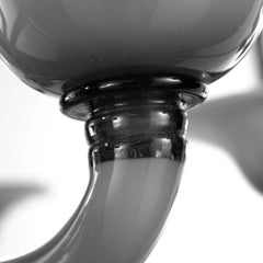 Lustre contemporain, 6 bras en verre de Murano encastré gris clair par Multiforme