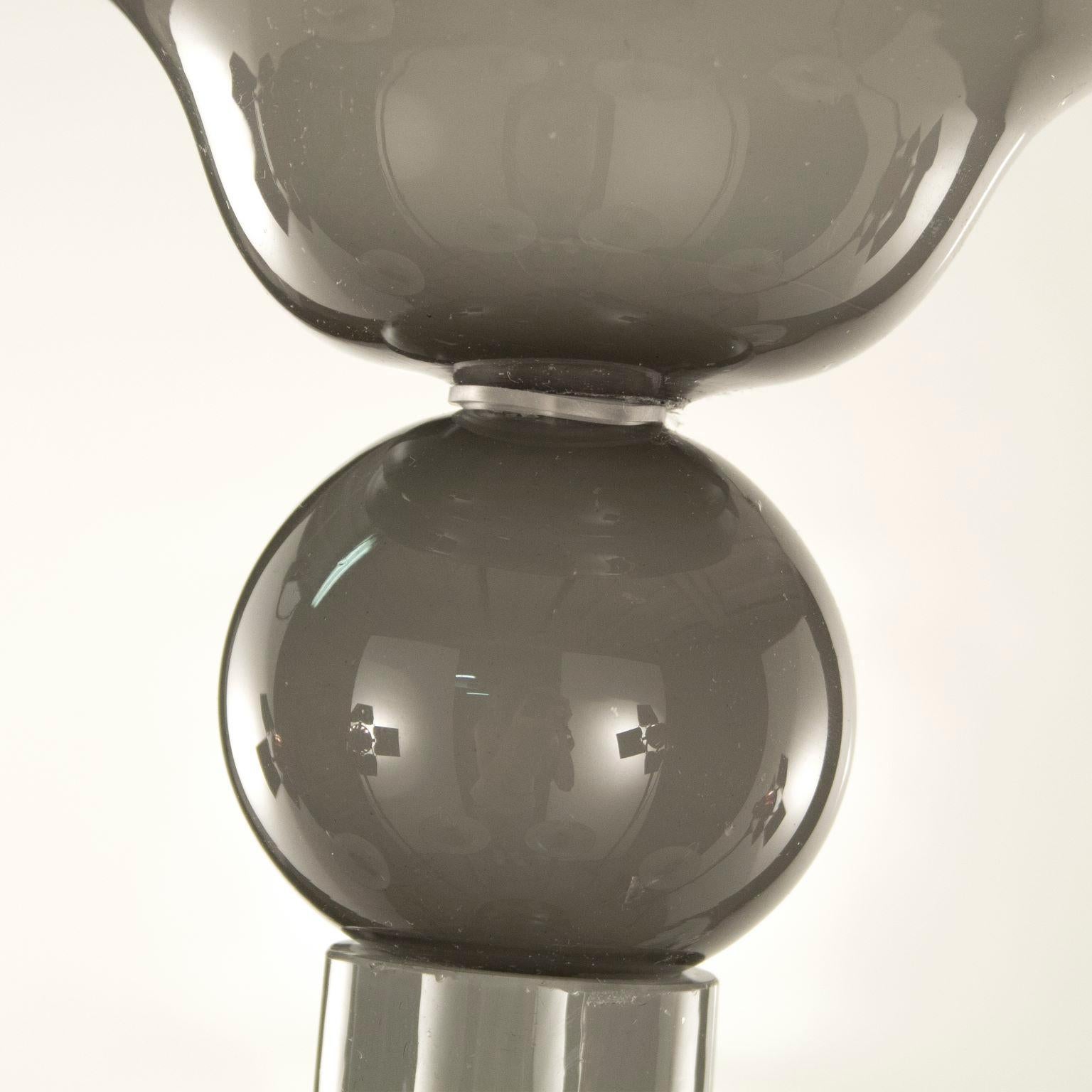 XXIe siècle et contemporain Lustre contemporain, 6 bras en verre de Murano encastré gris clair par Multiforme en vente